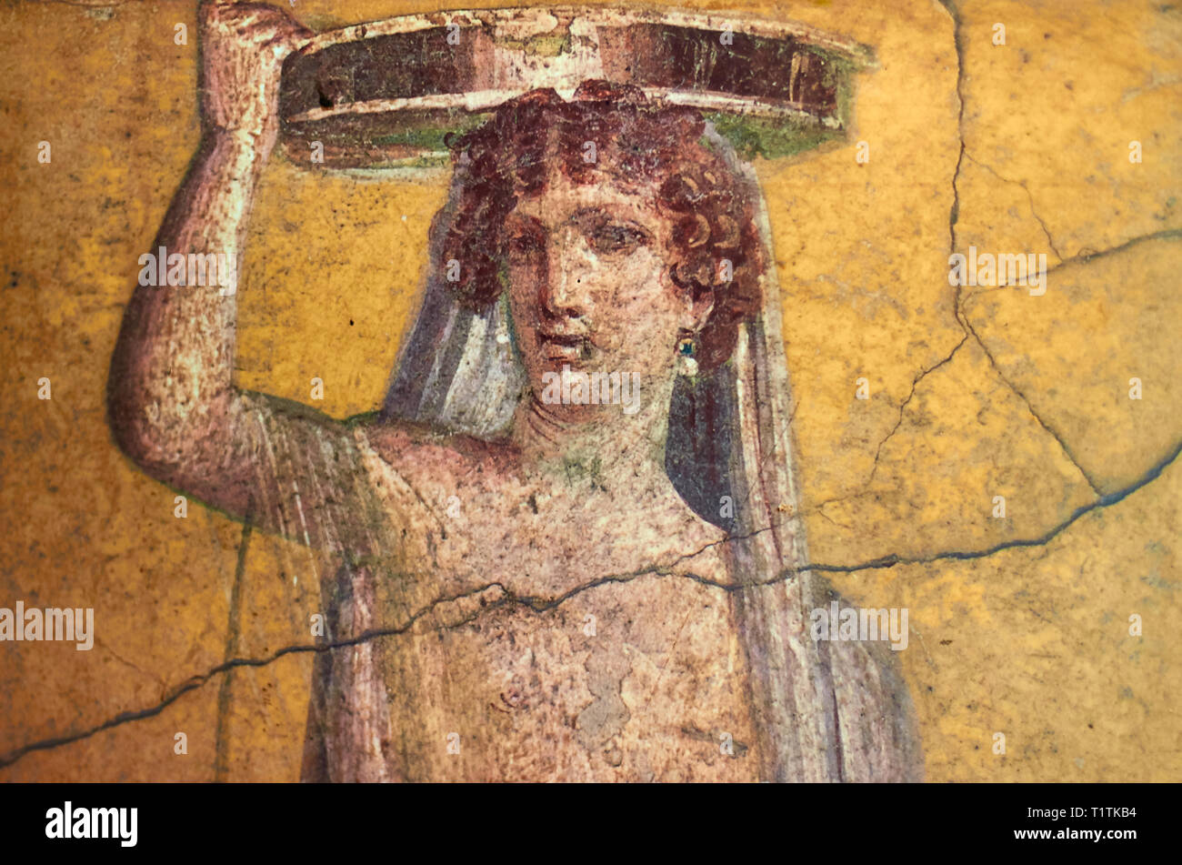 Abbildung einer Frau in einem Fresko in einem Domus von Pompeji lackiert Stockfoto