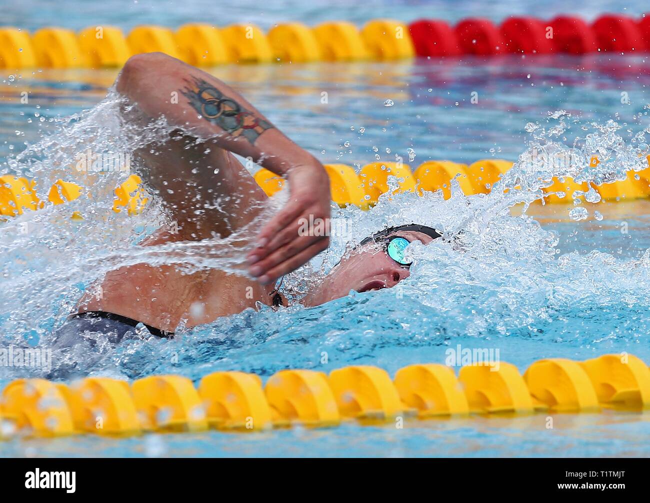 NORRKÖPING 2016-07-06 Die SM-Woche mit Schwimmen am Mittwoch in Norrköping begann. Sarah Sjöström, Södertörn, machte eine Canon Zeit und gewann das Finale des 200 m freie Zeit. Foto Jeppe Gustafsson Stockfoto