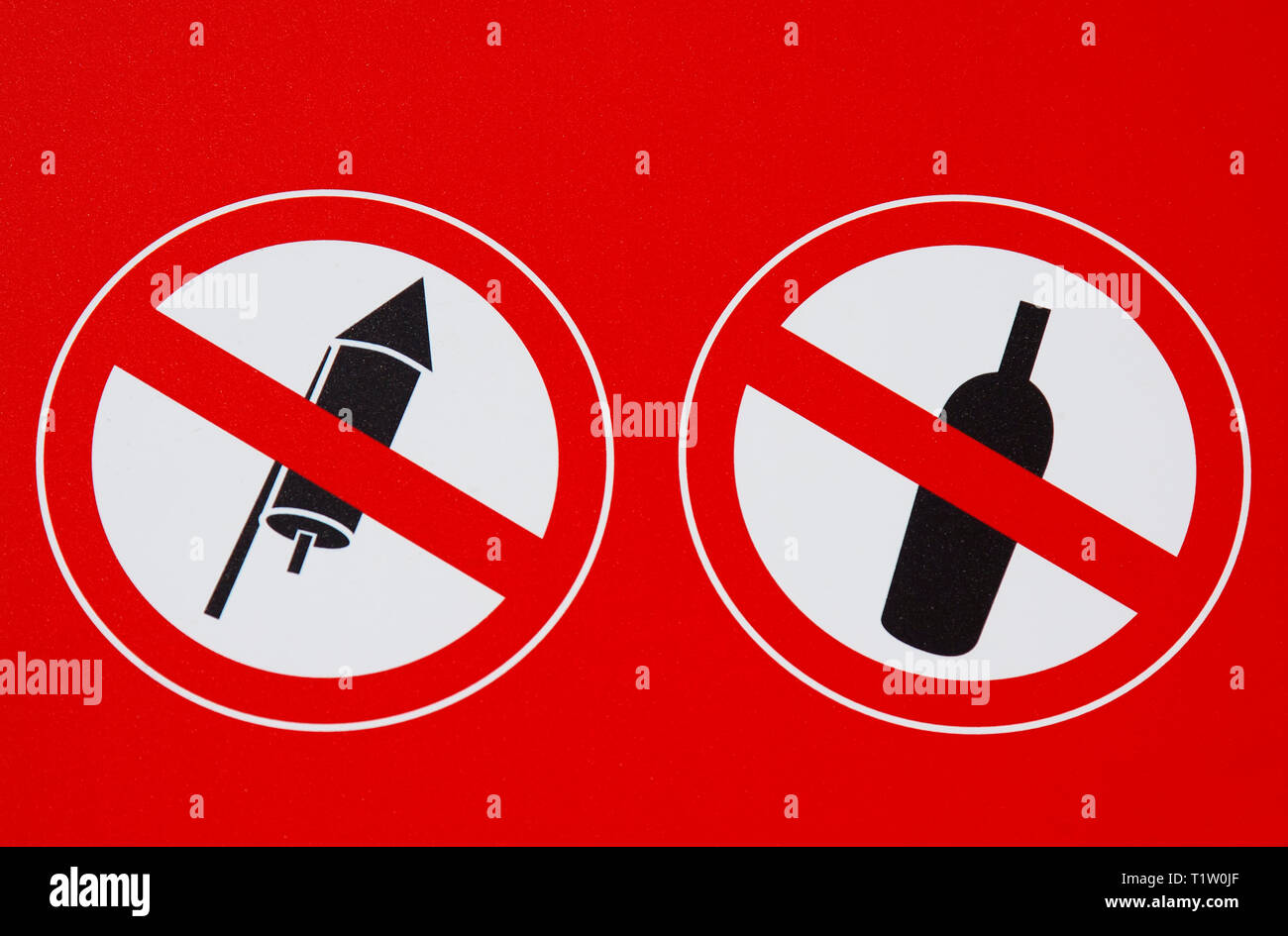 Prohibiotion Zeichen Kein Feuerwerk Kein Alkohol Stockfotografie Alamy