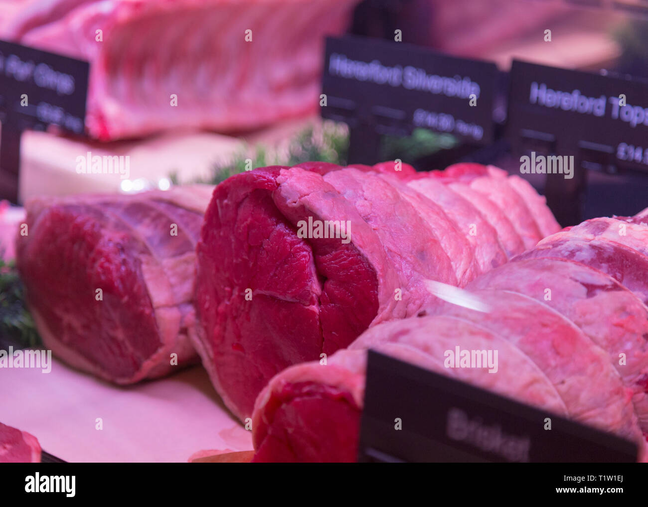 Kostenloses Fleisch im Bauernladen Stockfoto