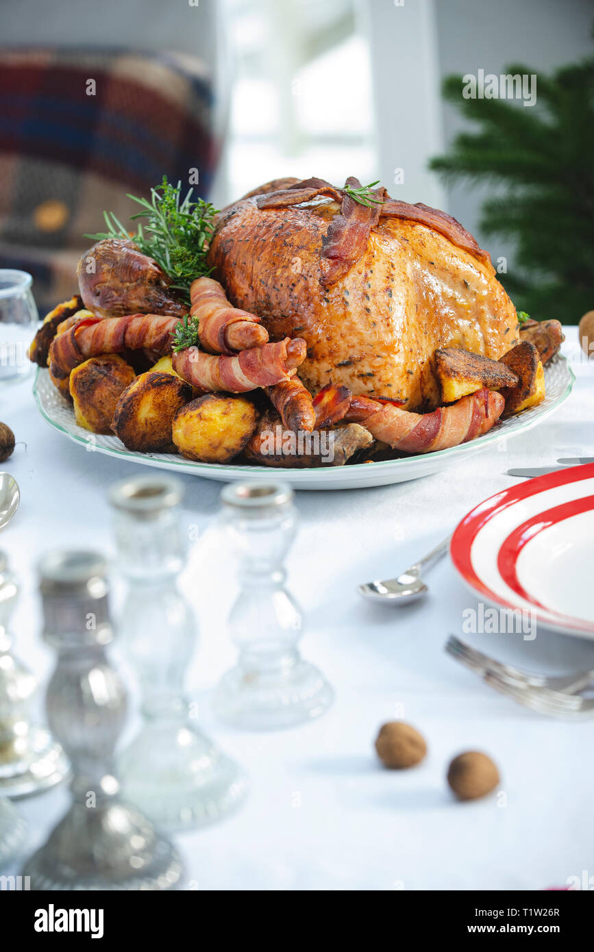 Braten Weihnachten Türkei bereit, um bedient zu werden. Stockfoto