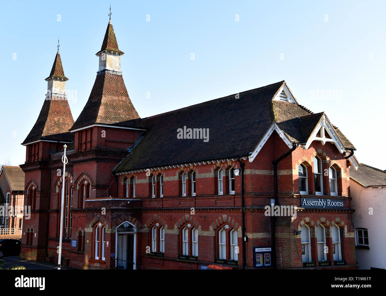 Assembly Rooms, ein Ort für Veranstaltungen und Ausstellungen, die in 1880 abgeschlossen wurde, Alton, Hampshire, UK. Stockfoto