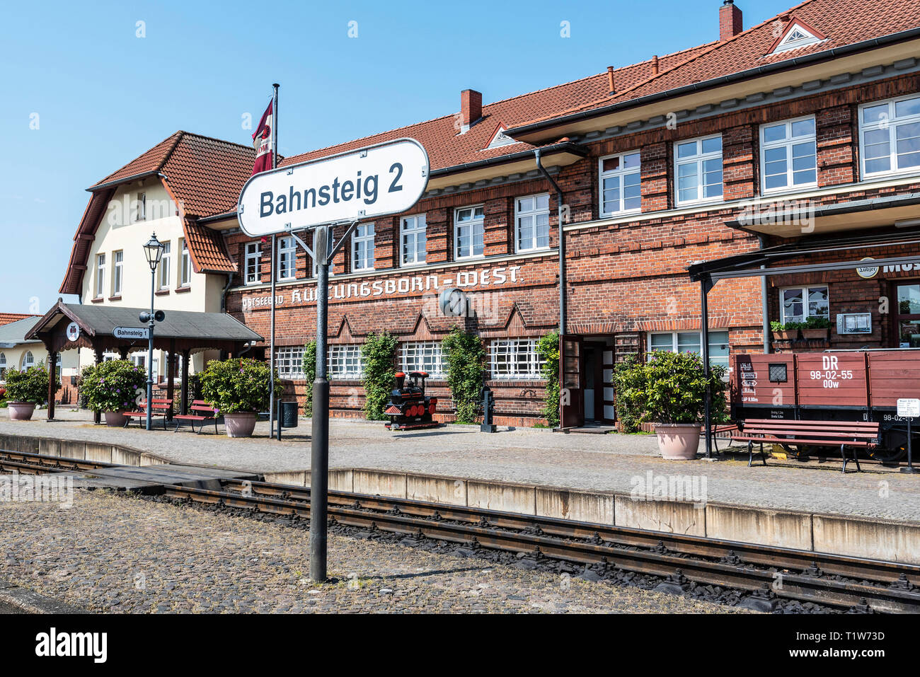 Steam Railway, Molli, Schmalspurbahn, Bahnhof, Kuehlungsborn-West, Mecklenburg-Vorpommern, Deutschland Stockfoto