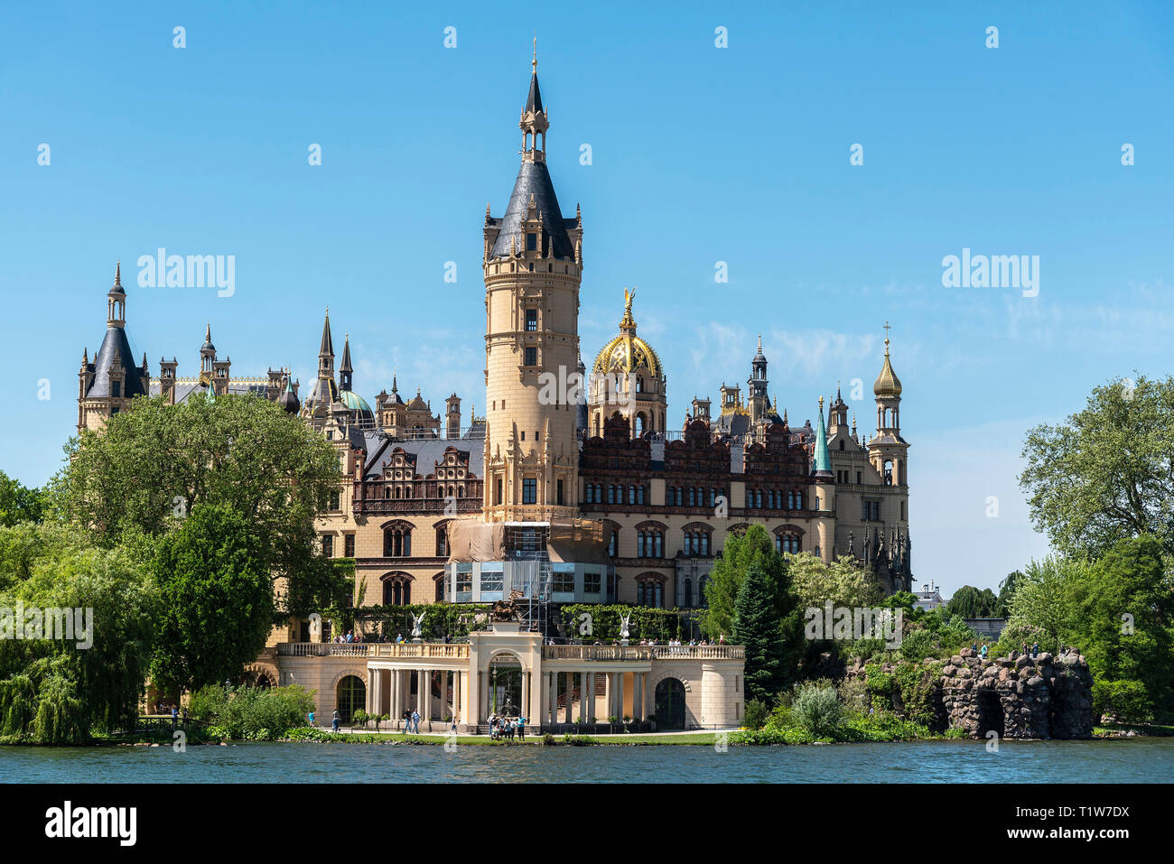 Schloss, Schweriner See, Schwerin, Mecklenburg-Vorpommern, Deutschland Stockfoto