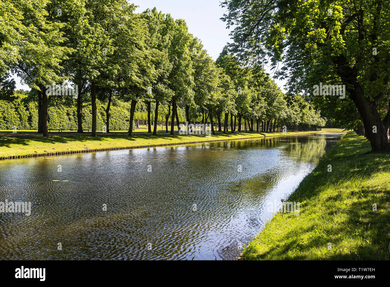Allee, Kanal, Schloss, Schwerin, Mecklenburg-Vorpommern, Deutschland Stockfoto