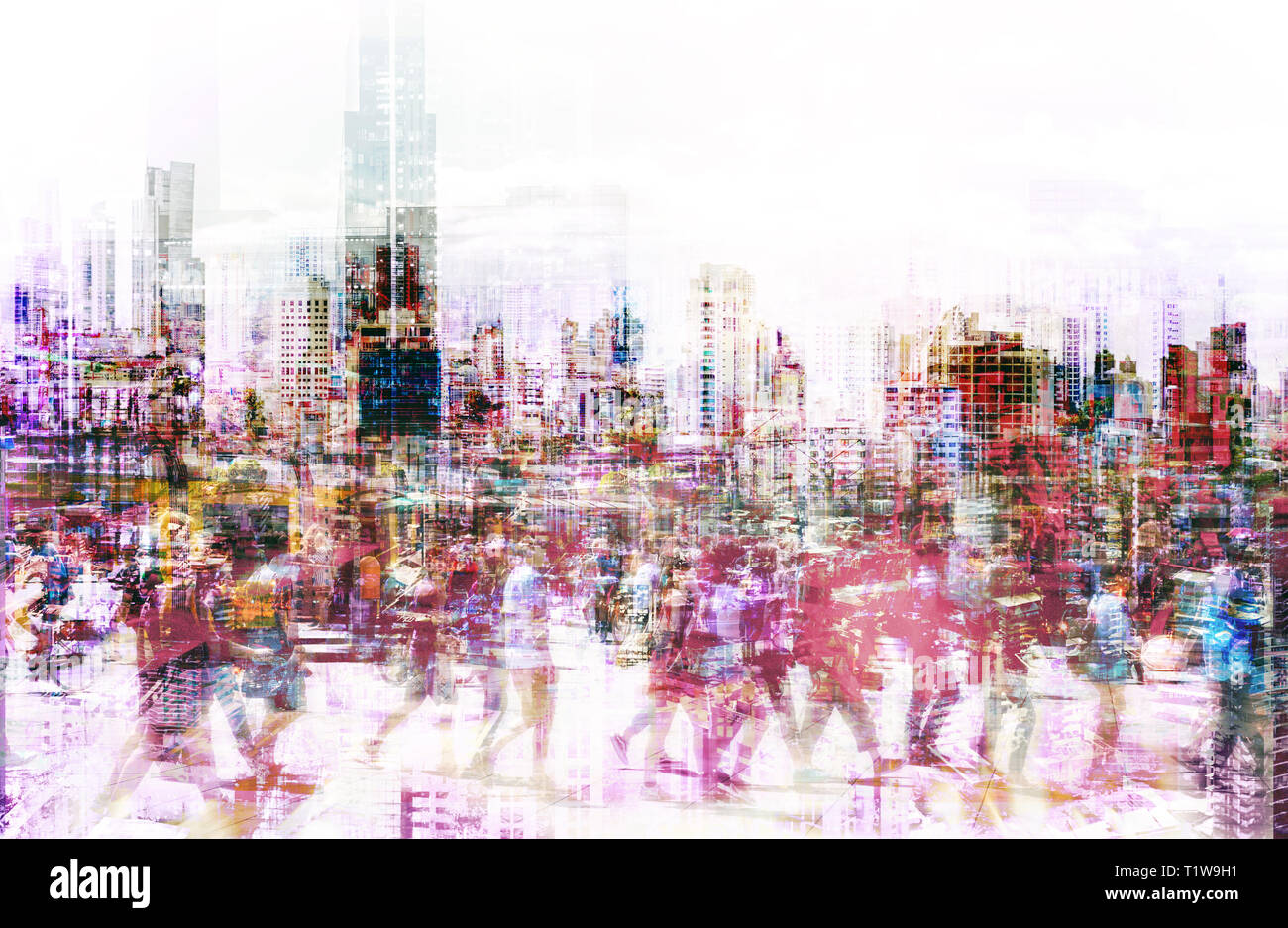 Masse der anonymen Menschen zu Fuß auf der belebten Straße der Stadt - Abstract city life Konzept Stockfoto