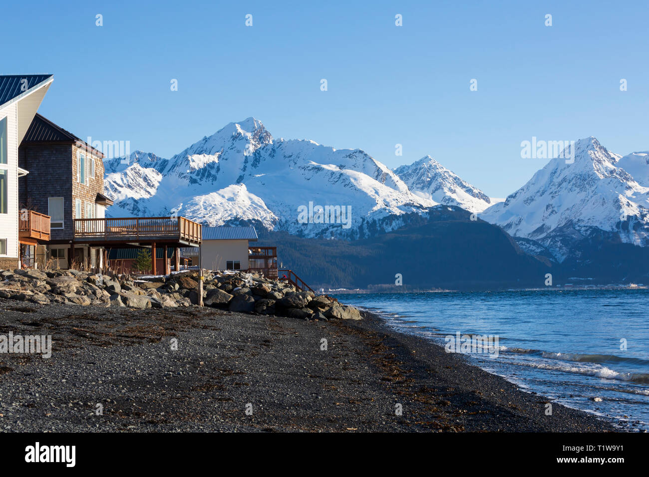 Seward, Alaska, und am Strand der Lowell Point Road Stockfoto
