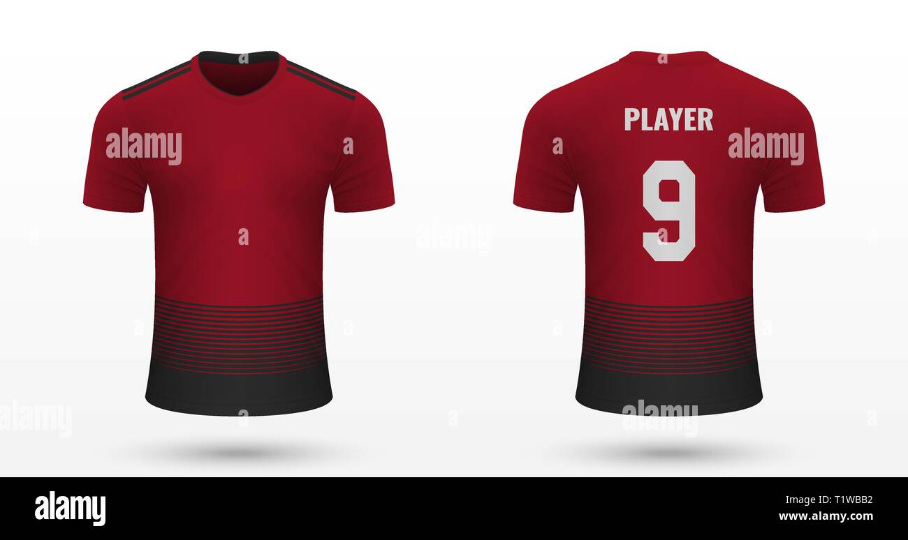 Realistische Fußball shirt Manchester United, Jersey Vorlage für Fußball-Kit. Vector Illustration Stock Vektor