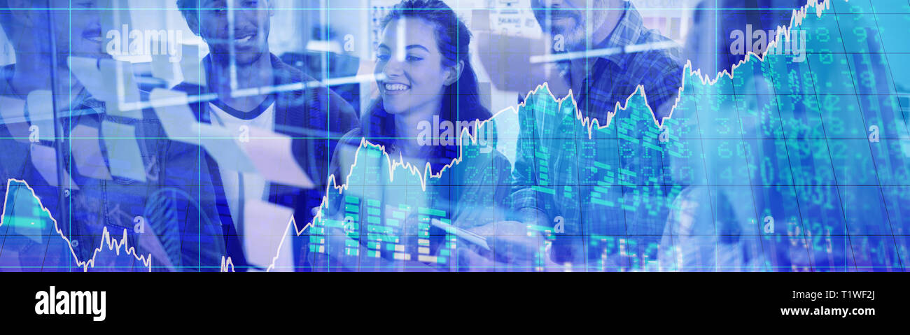 Das zusammengesetzte Bild von Wertpapieren und Aktien Stockfoto