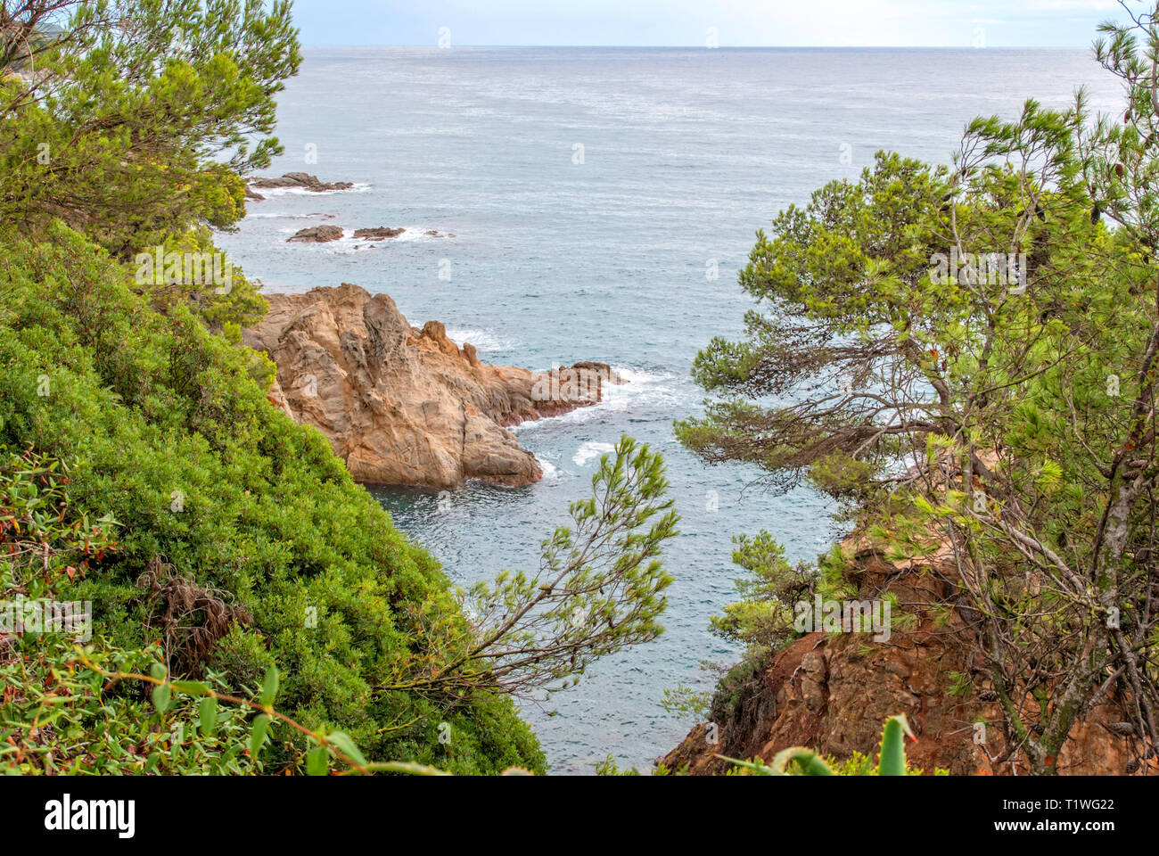 Meerblick von Santa Clotilde Gärten, Katalonien. Spanien Stockfoto