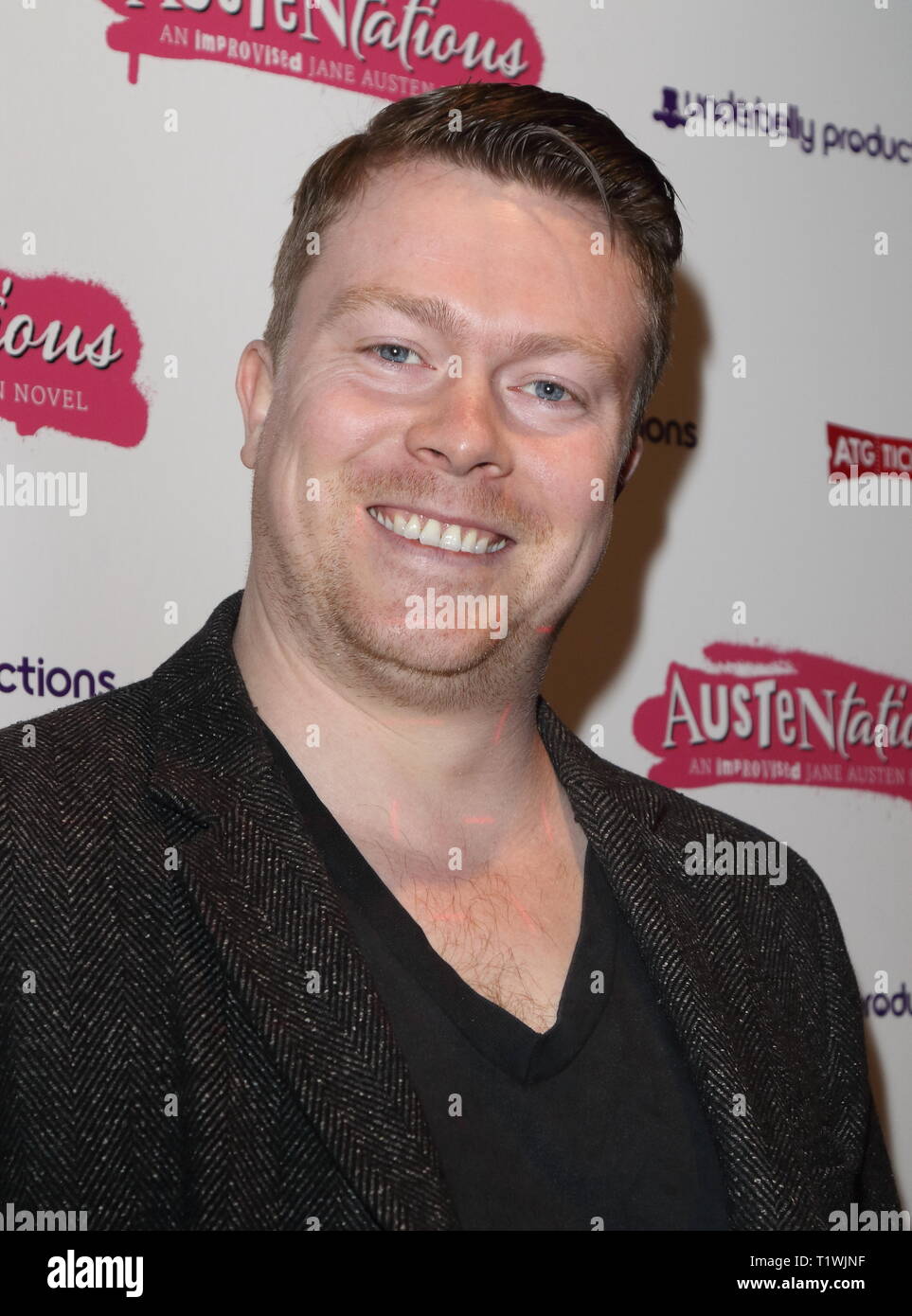 Austentatious drücken Sie die Nacht im Fortune Theatre, Russell Street, Covent Garden, London Mit: Daniel Rigby Wo: London, Vereinigtes Königreich, wenn: 25 Feb 2019 Credit: WENN.com Stockfoto