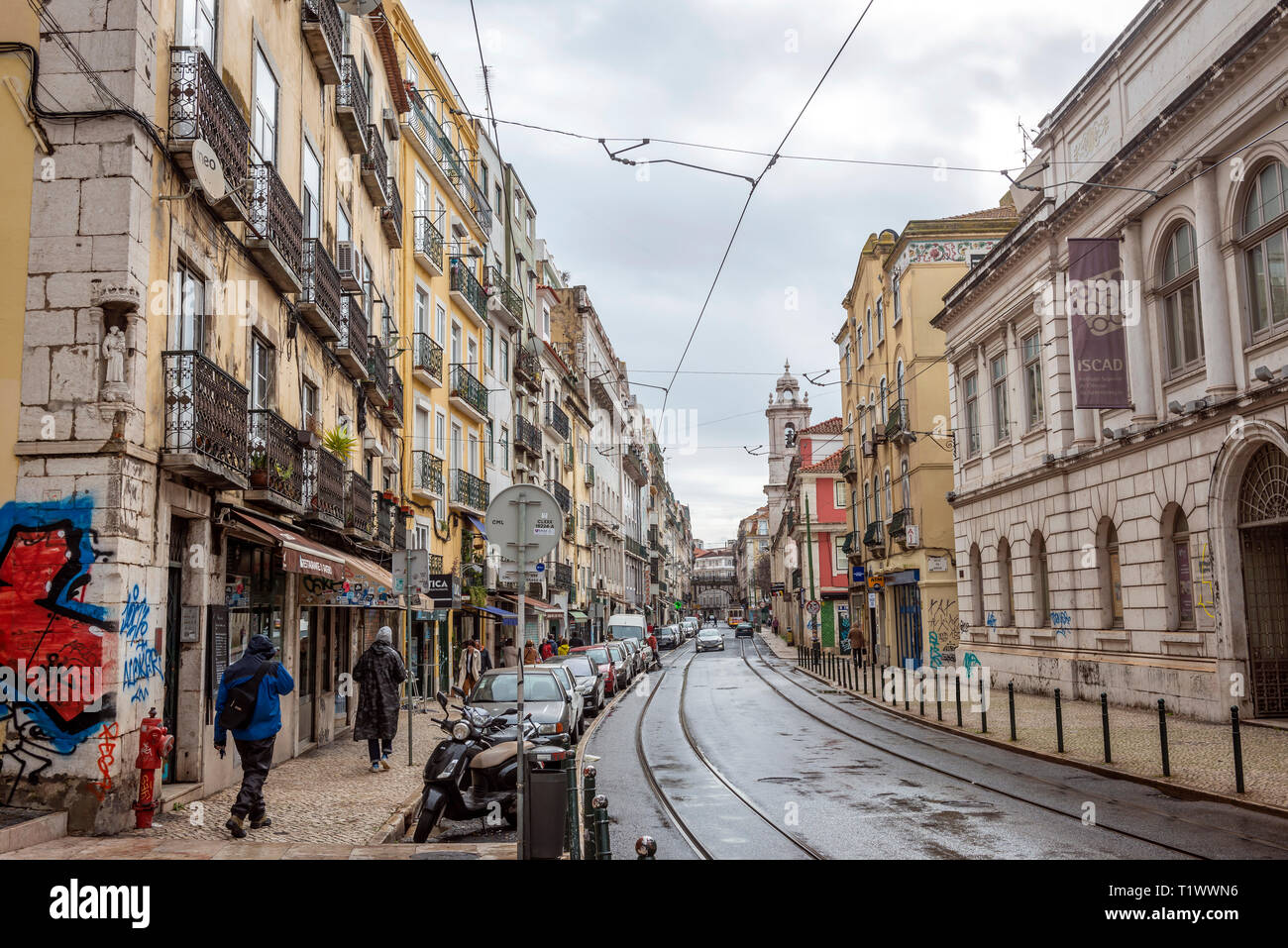 Rua de Sao Paulo, Lissabon, Portugal Stockfoto