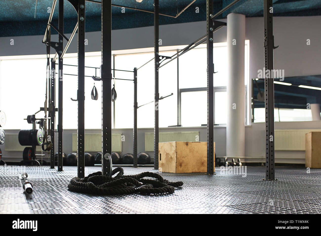 Leeren Raum mit passen. loft von innen Fitness oder Yoga Club. Gesunder Lebensstil Konzept Stockfoto