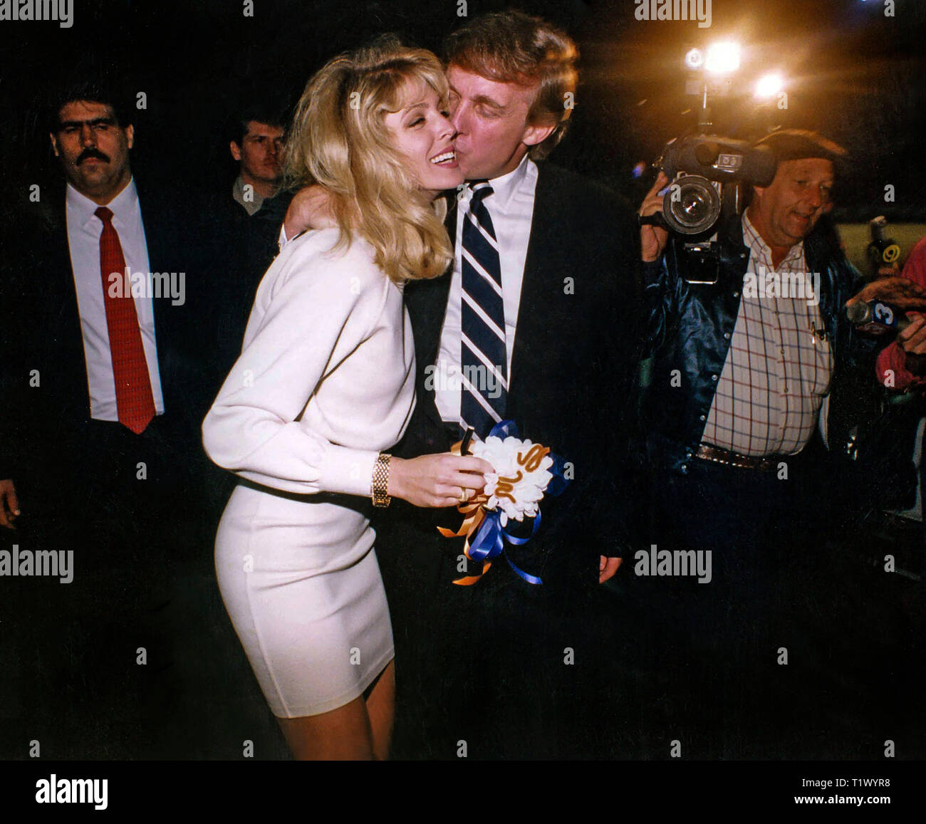 Donald Trump und ex Frau Marla Maples besuchen Sie ihre High School 1991 für Homecoming Stockfoto