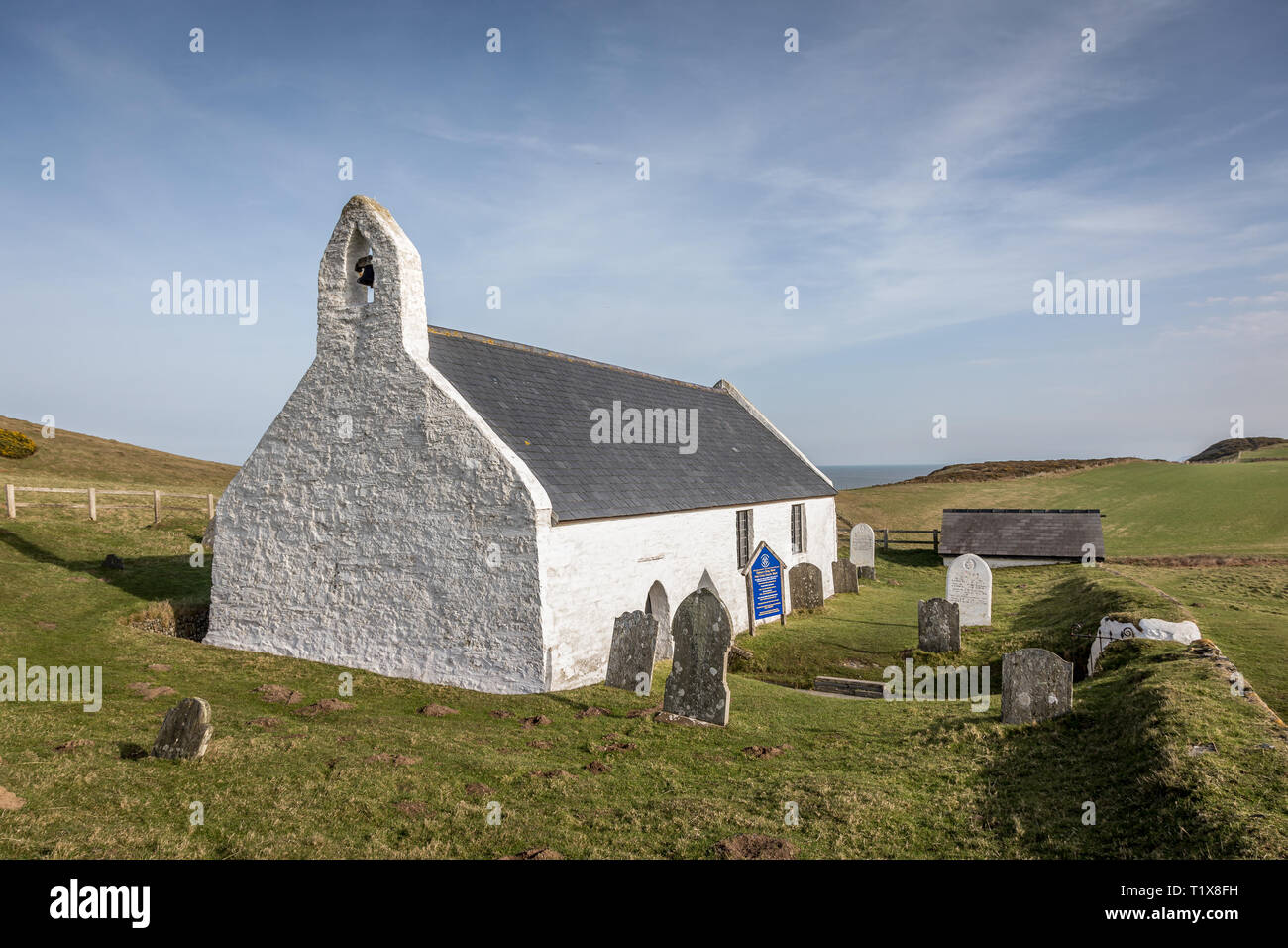 Kirche des Heiligen Kreuzes, Mwnt, Pembrokeshire, Wales, Großbritannien Stockfoto