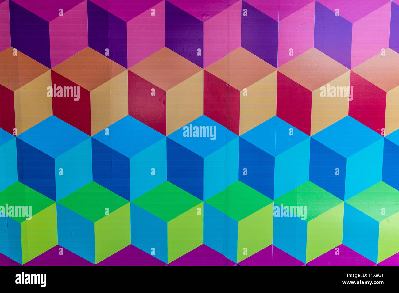 Bunte 3-dimensionale Wand Kunst am Paseo Queretaro, ein modernes "alltertainment' Shopping Mall und Entertainment District in Queretaro, Mexiko Stockfoto