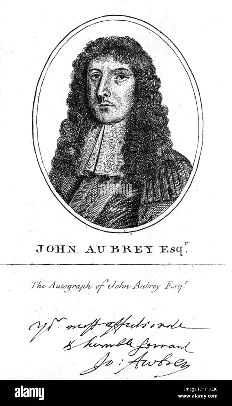 JOHN AUBREY (1626-1697) englischer Schriftsteller und Antiquar Stockfoto