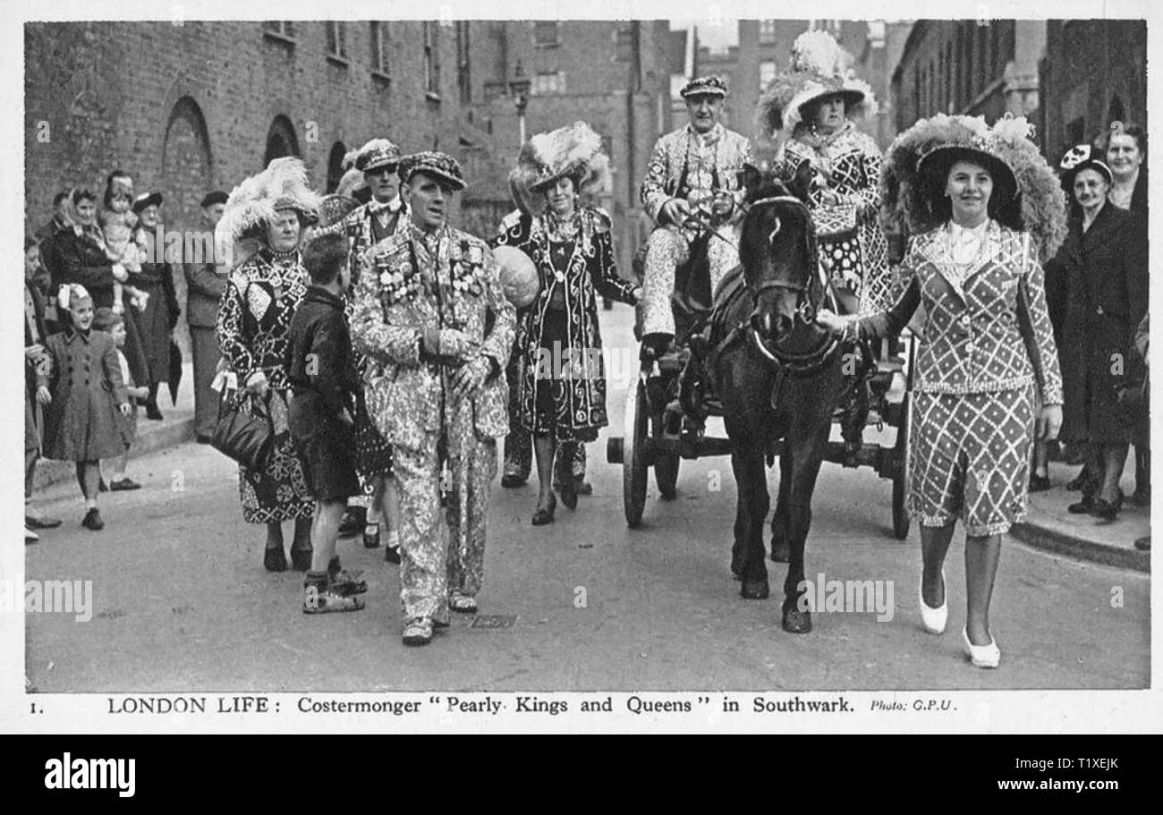 Perlige Könige und Königinnen in London in den 1950er Jahren Stockfoto