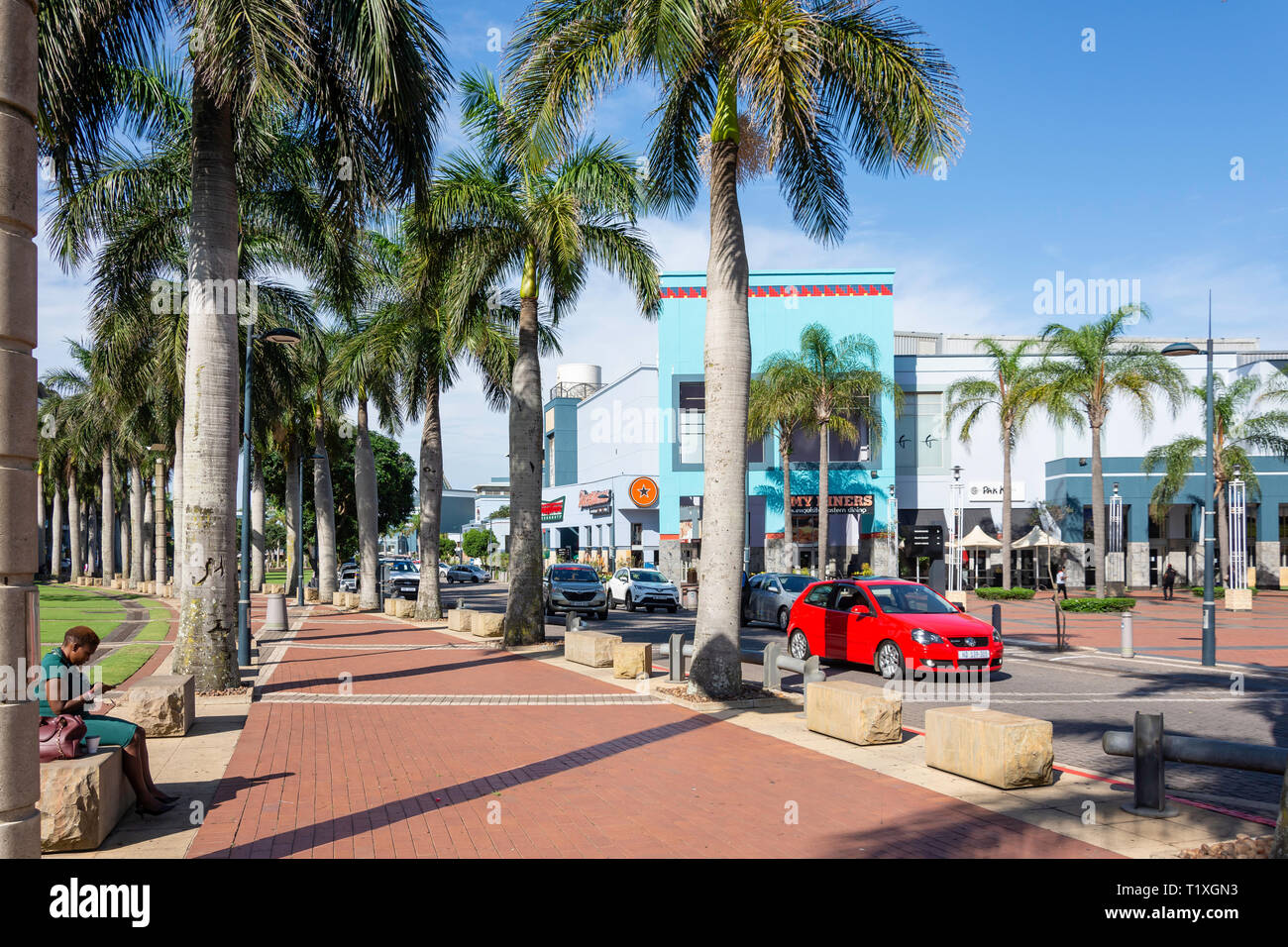 Street Scene, Palm Boulevard, Umhlanga Ridge, Umhlanga, KwaZulu-Natal, Südafrika Stockfoto