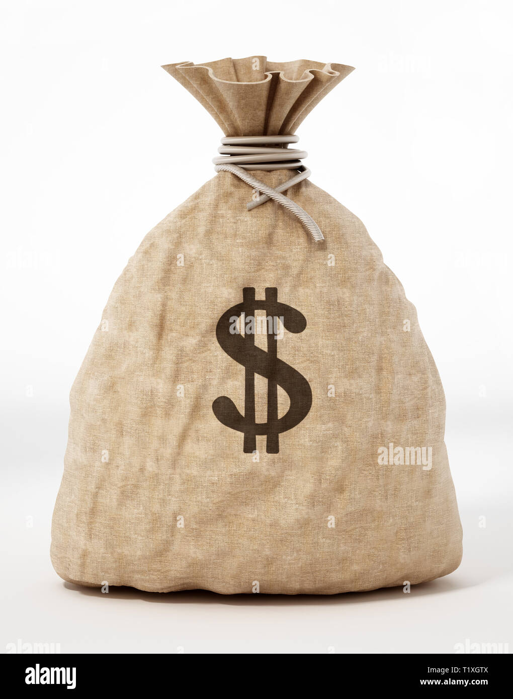 Geld Sack mit Dollar Symbol. 3D-Darstellung. Stockfoto