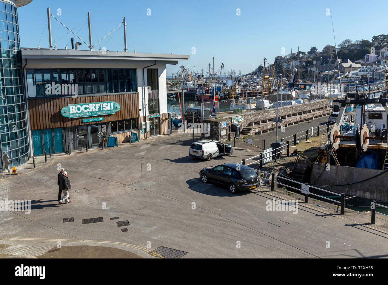 Brixham, Hafen, Torquay - England, Abenteuer, Balkon, Blau, die britische Kultur, Küste, Farbbild, Cottage, Devon, England, Englisch Stockfoto