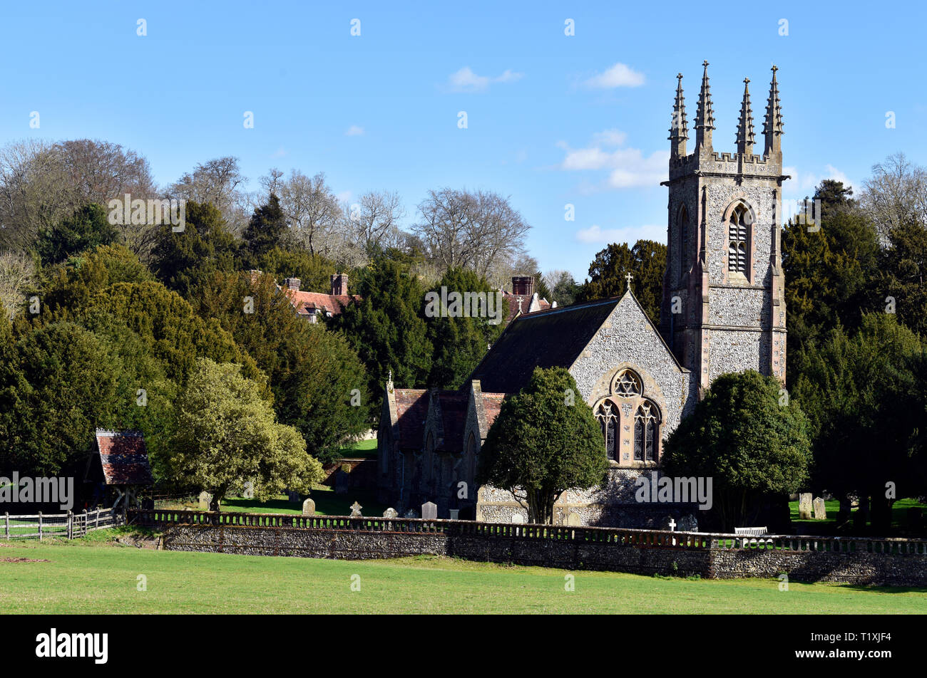 Kirche St. Nikolaus, Chawton, in der Nähe von Alton, Hampshire, UK. Stockfoto