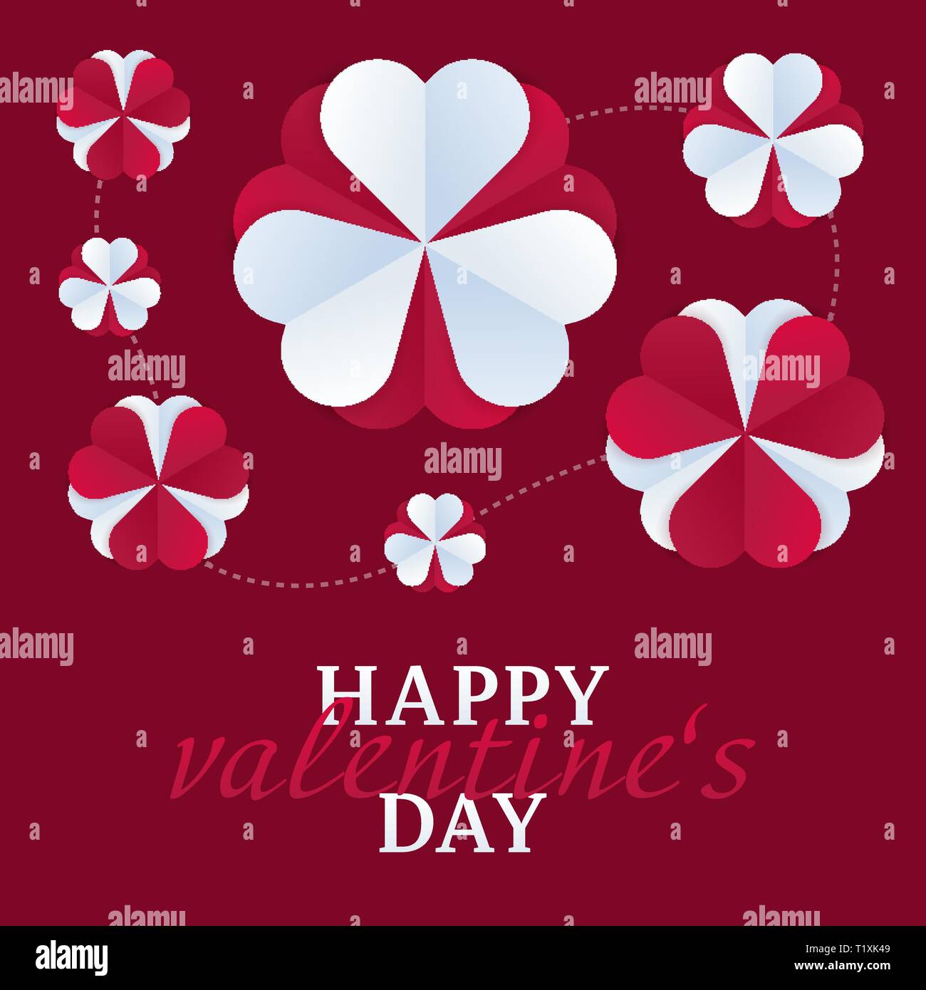 Herz aus Papier star Flower pattern Design template Valentinstag tag der liebe Partei Stock Vektor