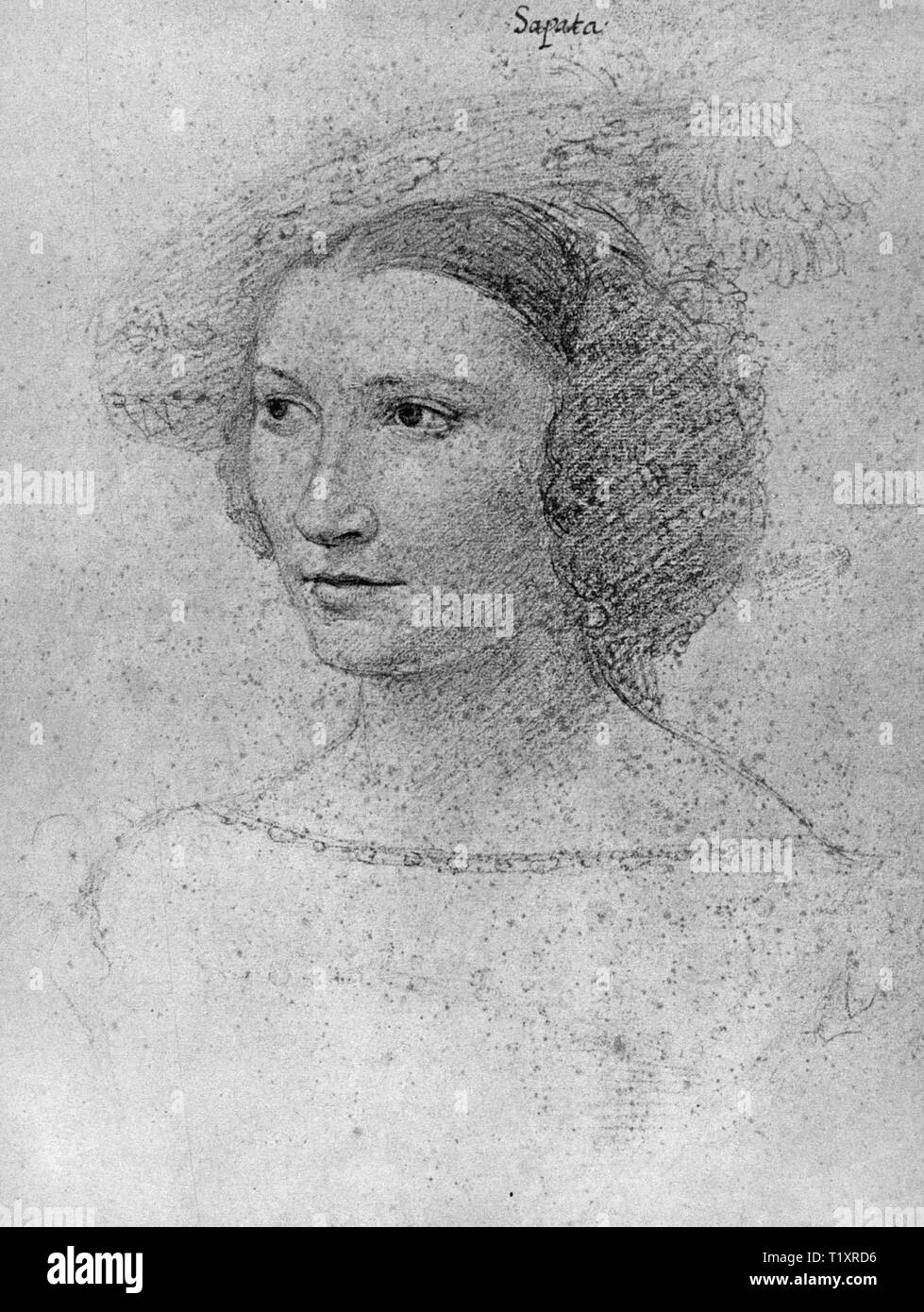 Bildende Kunst, Jean Clouet (1480-1541), Zeichnung, Dona Leonora de Sapata, Porträt, 1531, Additional-Rights - Clearance-Info - Not-Available Stockfoto