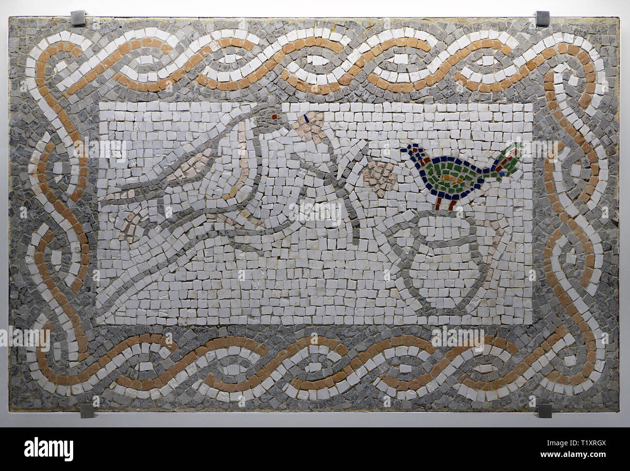 Mosiaco de Los Pájaros. Siglo V Faro de Torrox. mosiac der Vögel 5. Jahrhundert Provinz Malaga Spanien Stockfoto