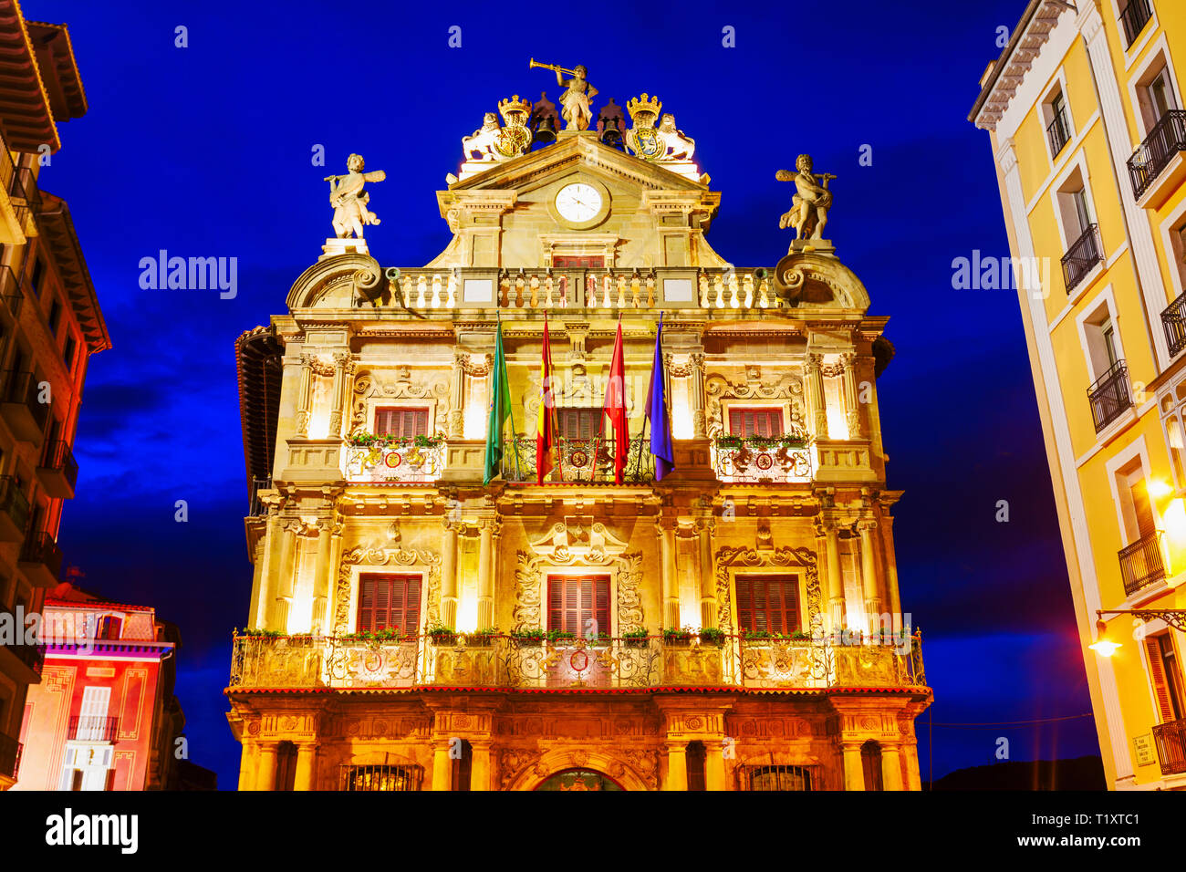 Pamplona City Rat oder Rathaus Gebäude in der Stadt Pamplona, Navarra Region von Spanien Stockfoto