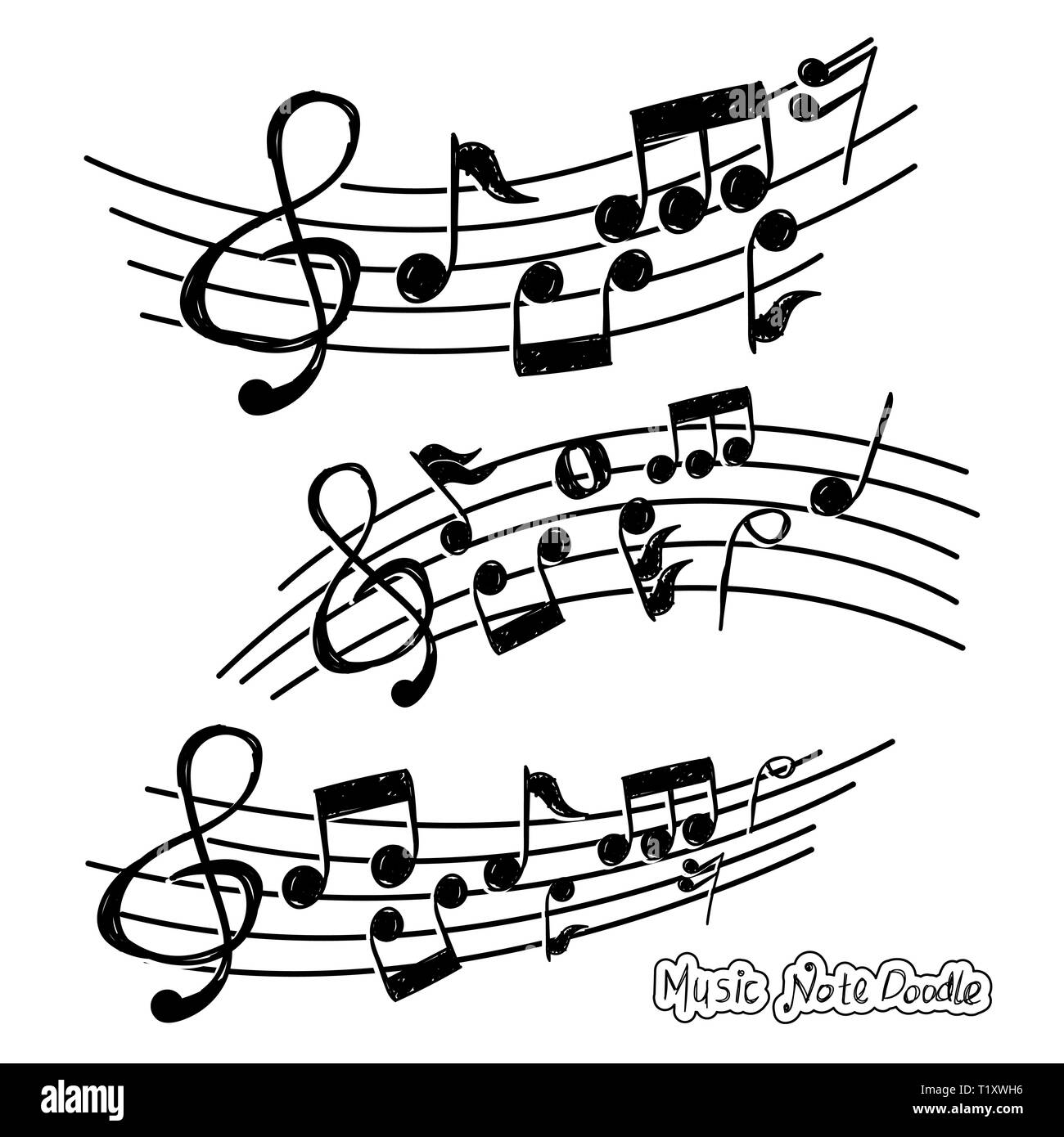 Musik Hinweis Design Element doodle Stil Stockfoto