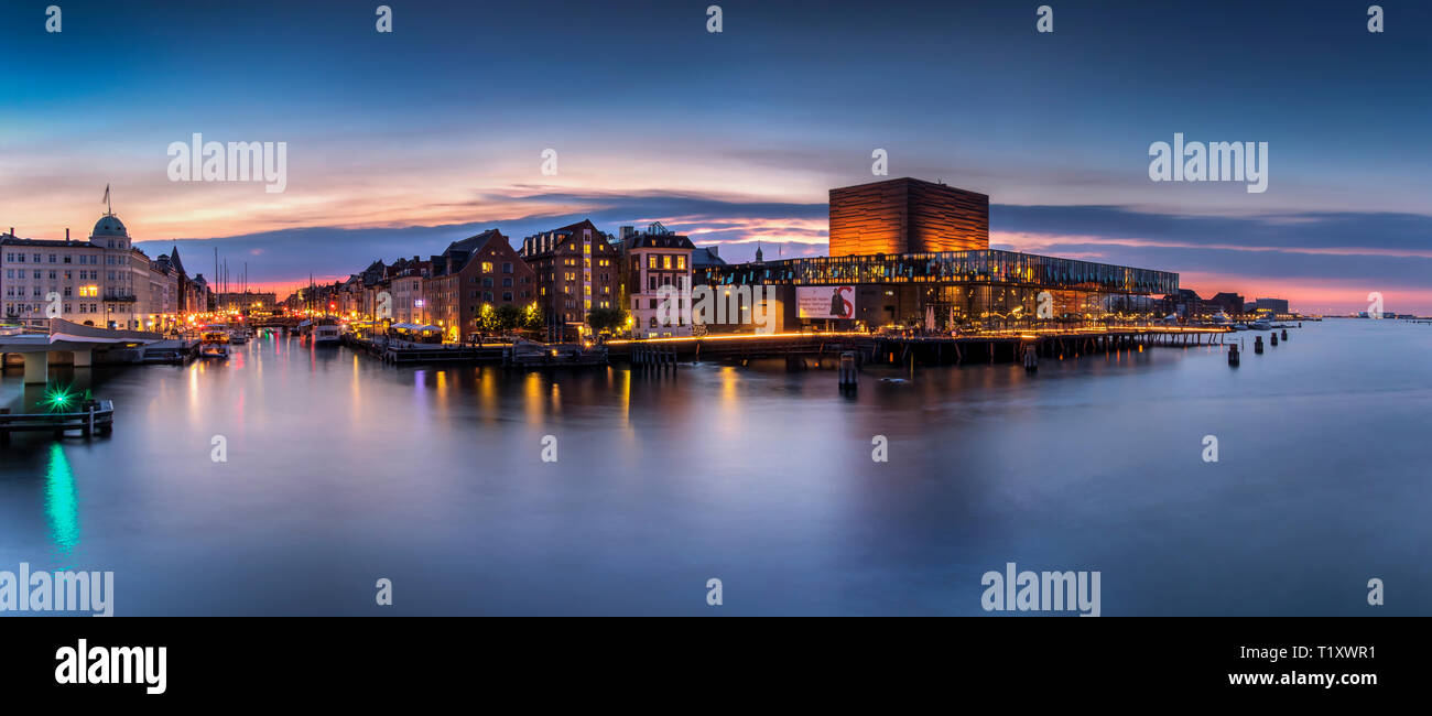 Am Abend Blick auf den Central Kopenhagen, Dänemark Stockfoto
