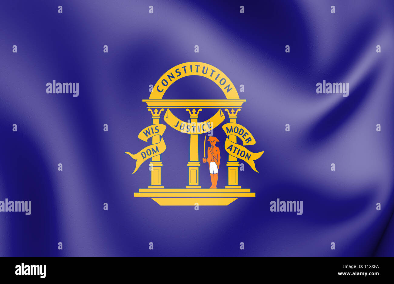 3D-Flagge von Georgia State (nicht offiziell), USA. 3D-Darstellung. Stockfoto