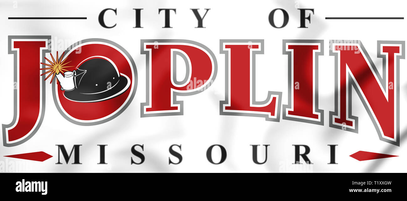 3D-Emblem von Joplin (Missouri), USA. 3D-Darstellung. Stockfoto