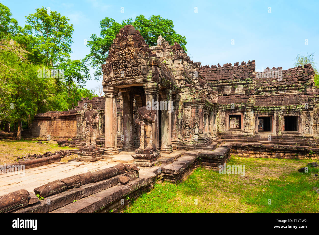 Preah Khan ist ein Tempel in Angkor in Kambodscha. Preah Khan liegt nordöstlich von Angkor Thom Tempel entfernt. Stockfoto