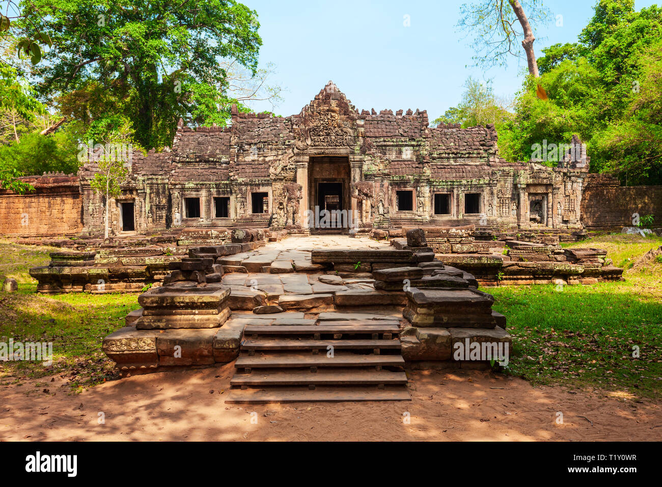 Preah Khan ist ein Tempel in Angkor in Kambodscha. Preah Khan liegt nordöstlich von Angkor Thom Tempel entfernt. Stockfoto