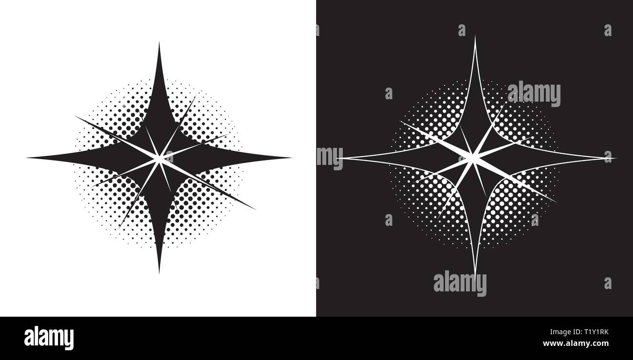 Logo, Symbol, symbolische brillant Diamant northstar auf schwarzen und weißen Hintergrund Stock Vektor