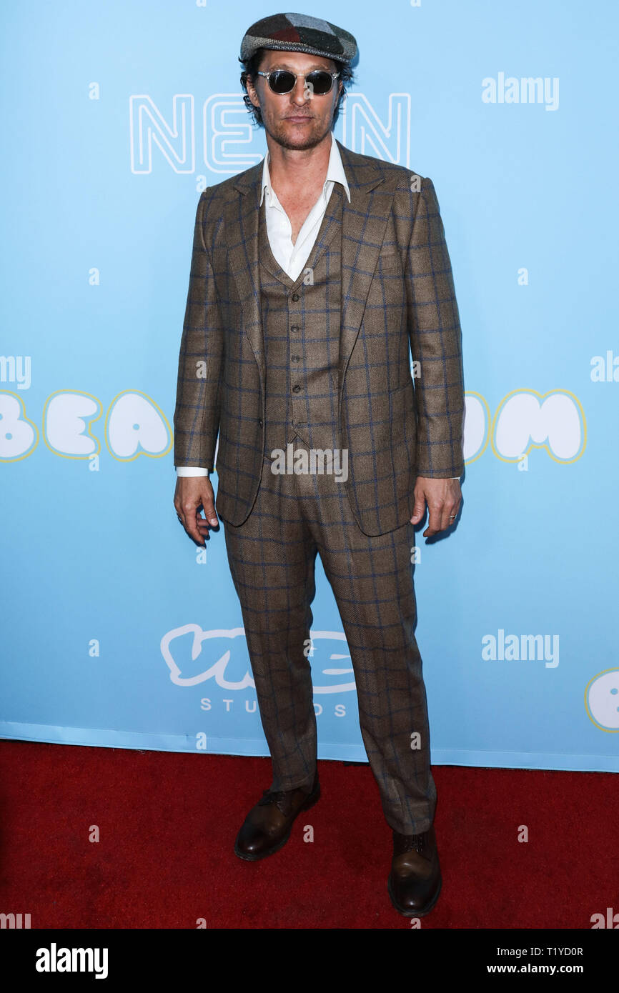 Hollywood, Vereinigte Staaten. 28. März, 2019. HOLLYWOOD, LOS ANGELES, Kalifornien, USA - 28. März: Schauspieler Matthew McConaughey kommt an der Los Angeles Premiere von Neon und Vice Studio's 'The Beach Bum' Kinos ArcLight Hollywood am 28. März 2019 in Hollywood, Los Angeles, Kalifornien, USA. (Foto von David Acosta/Image Press Agency) Quelle: Bild Presse Agentur/Alamy leben Nachrichten Stockfoto