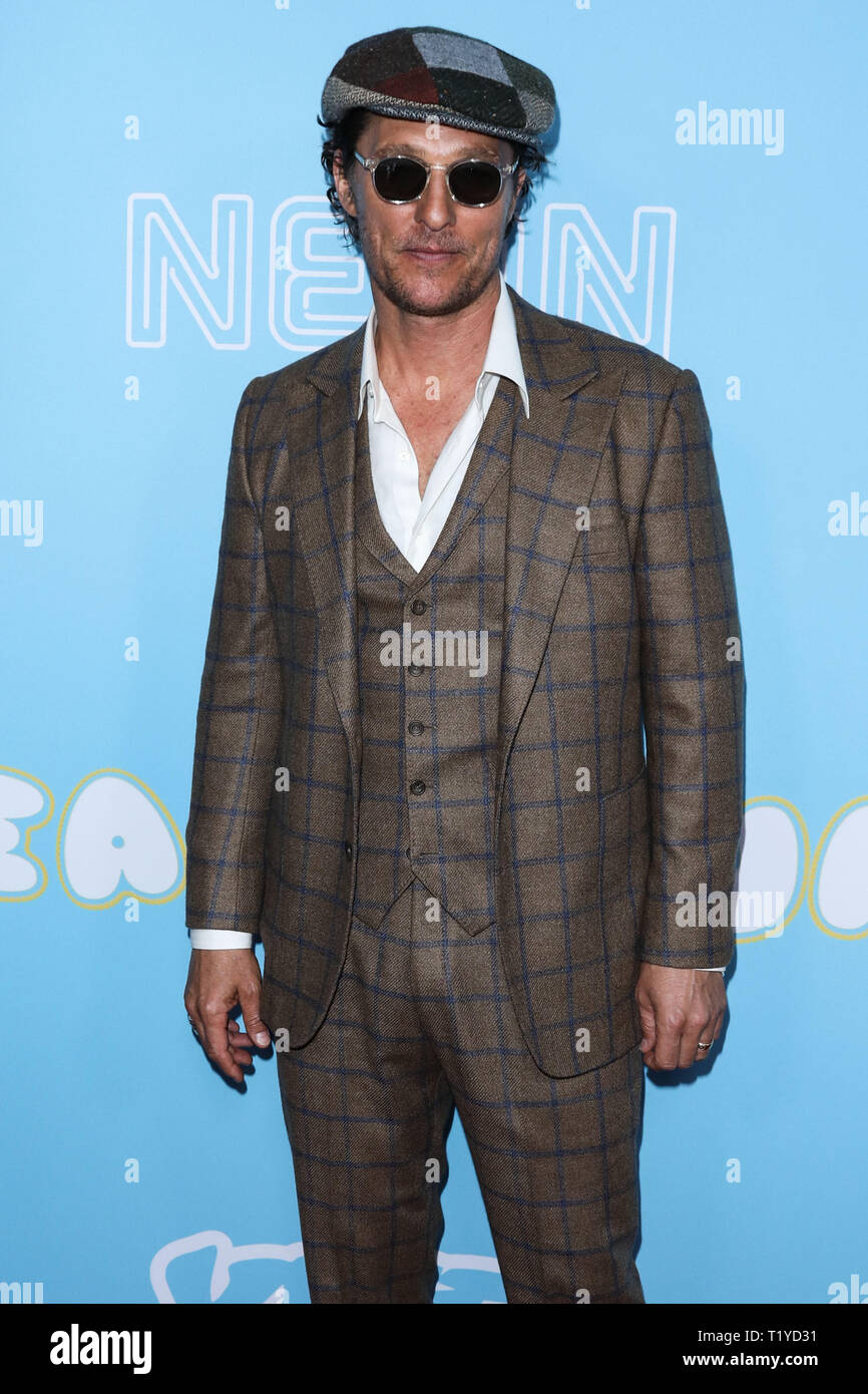 Hollywood, Vereinigte Staaten. 28. März, 2019. HOLLYWOOD, LOS ANGELES, Kalifornien, USA - 28. März: Schauspieler Matthew McConaughey kommt an der Los Angeles Premiere von Neon und Vice Studio's 'The Beach Bum' Kinos ArcLight Hollywood am 28. März 2019 in Hollywood, Los Angeles, Kalifornien, USA. (Foto von David Acosta/Image Press Agency) Quelle: Bild Presse Agentur/Alamy leben Nachrichten Stockfoto