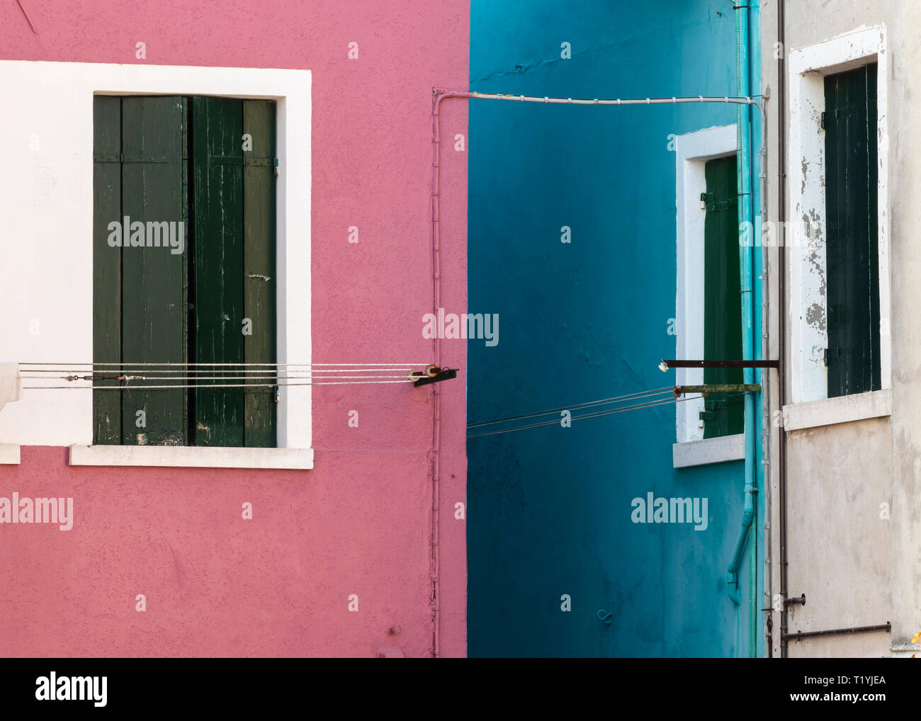 Bunte Häuser auf der Insel Burano, die Lagune von Venedig Stockfoto