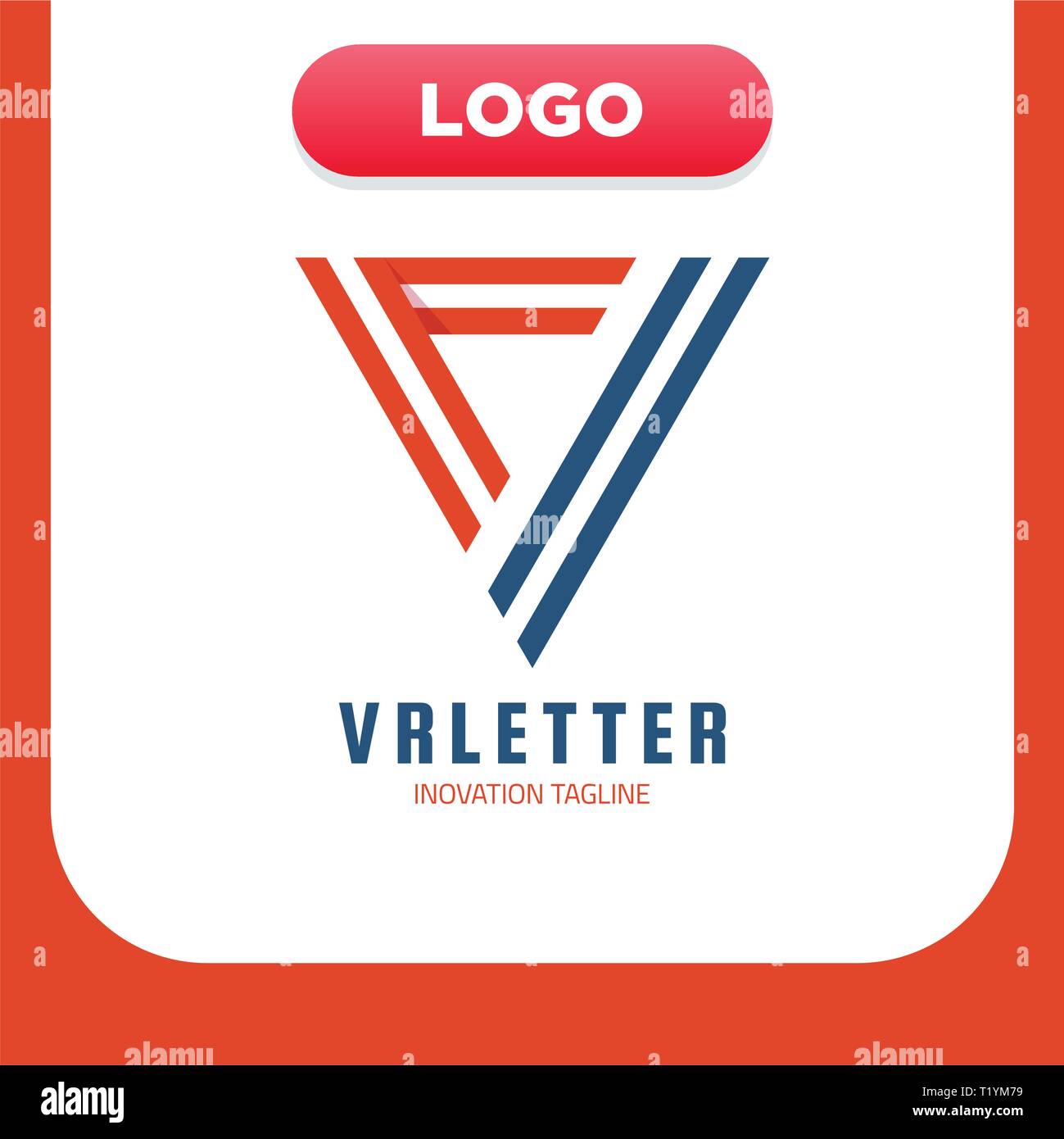 VR-monogramm Logo Vorlage. Vektor virtuelle Realität logo Illustration. Bunte Linie Dreieck Typografie. Grafik cyberspace Schriftzug Symbol s Stock Vektor