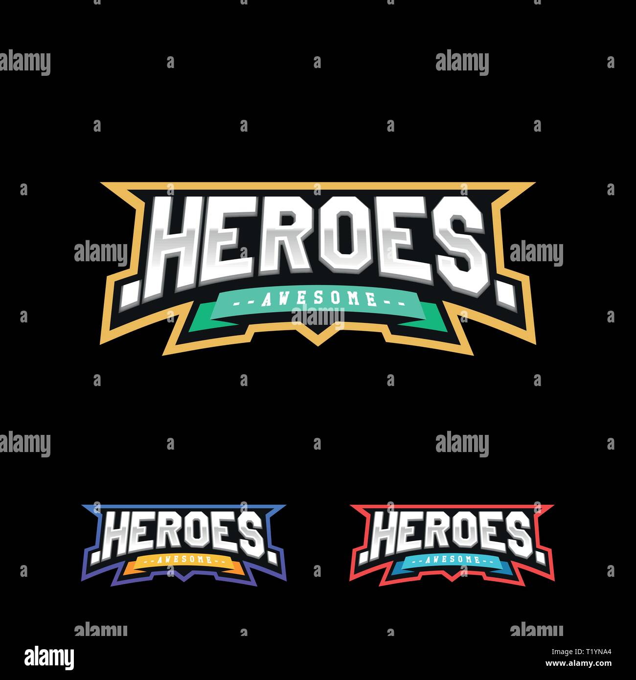 Helden oder Superhelden sport Text Logo. Vektor, isoliert für t-shirt Typografie im Retro-stil Emblem Stock Vektor