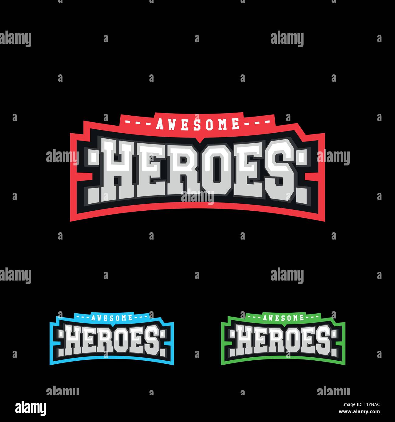 Helden oder Superhelden sport Text Logo. Vektor, isoliert für t-shirt Typografie im Retro-stil Emblem Stock Vektor