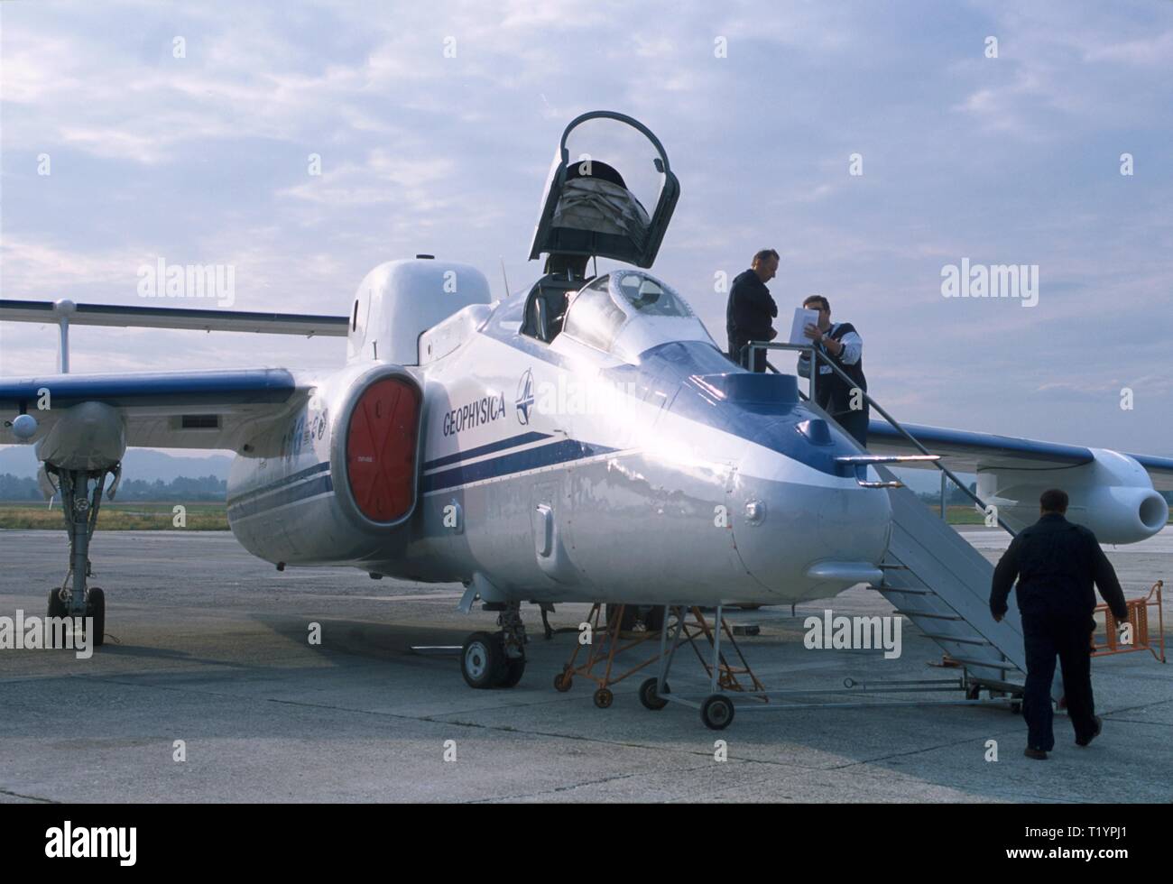 Myasishchev M-55, ehemaligen sowjetischen Spion Flugzeug, von 1992, die von der wissenschaftlichen europäischen Konsortium Geophysica für Atmosphäre sucht über Ozon in der Stratosphäre, Stratosphäre und Troposphäre Interaktion und ihre Auswirkungen auf die globale Erwärmung beschäftigt Stockfoto