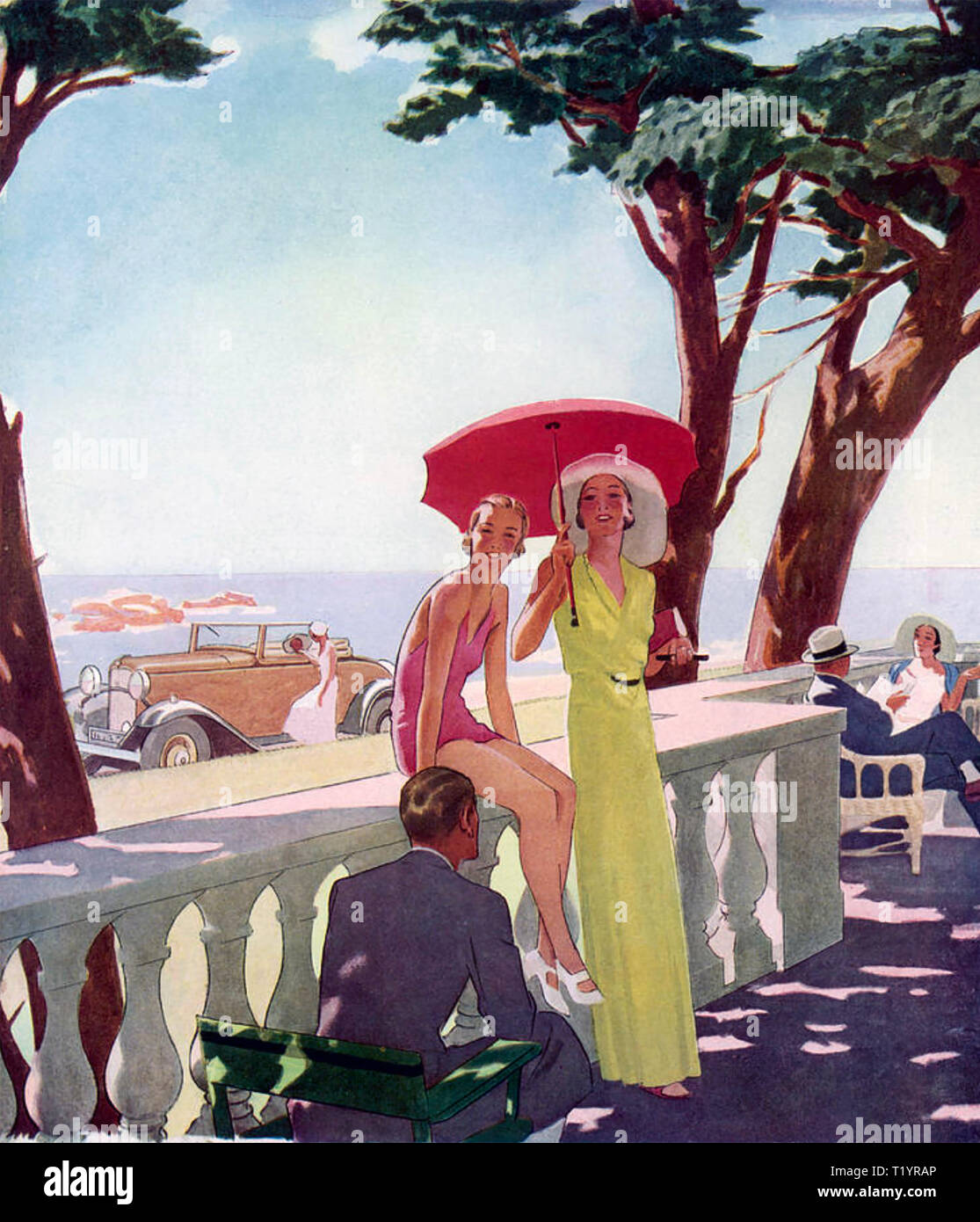 Anzeige FÜR DIE FRANZÖSISCHE RIVIERA über 1933 Stockfoto