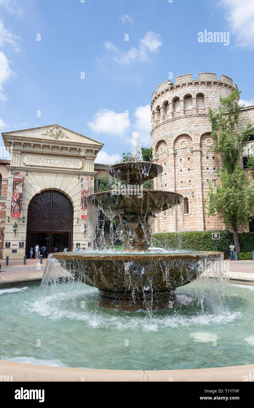 Eingang West zu Montecasino Freizeit & Casino Komplex, Fourways, Sandton, Johannesburg, Gauteng Provinz, Republik Südafrika Stockfoto