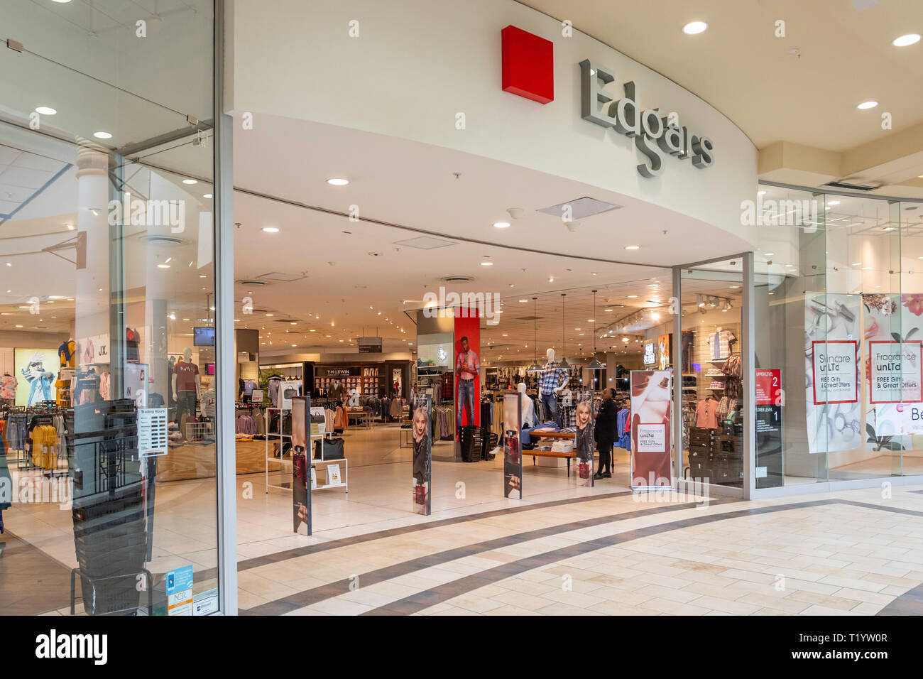 Eingang zu Edgars Department Store, Gateway Theatre von Shopping, Palm Boulevard, Umhlanga Ridge, Umhlanga, KwaZulu-Natal, Südafrika Stockfoto