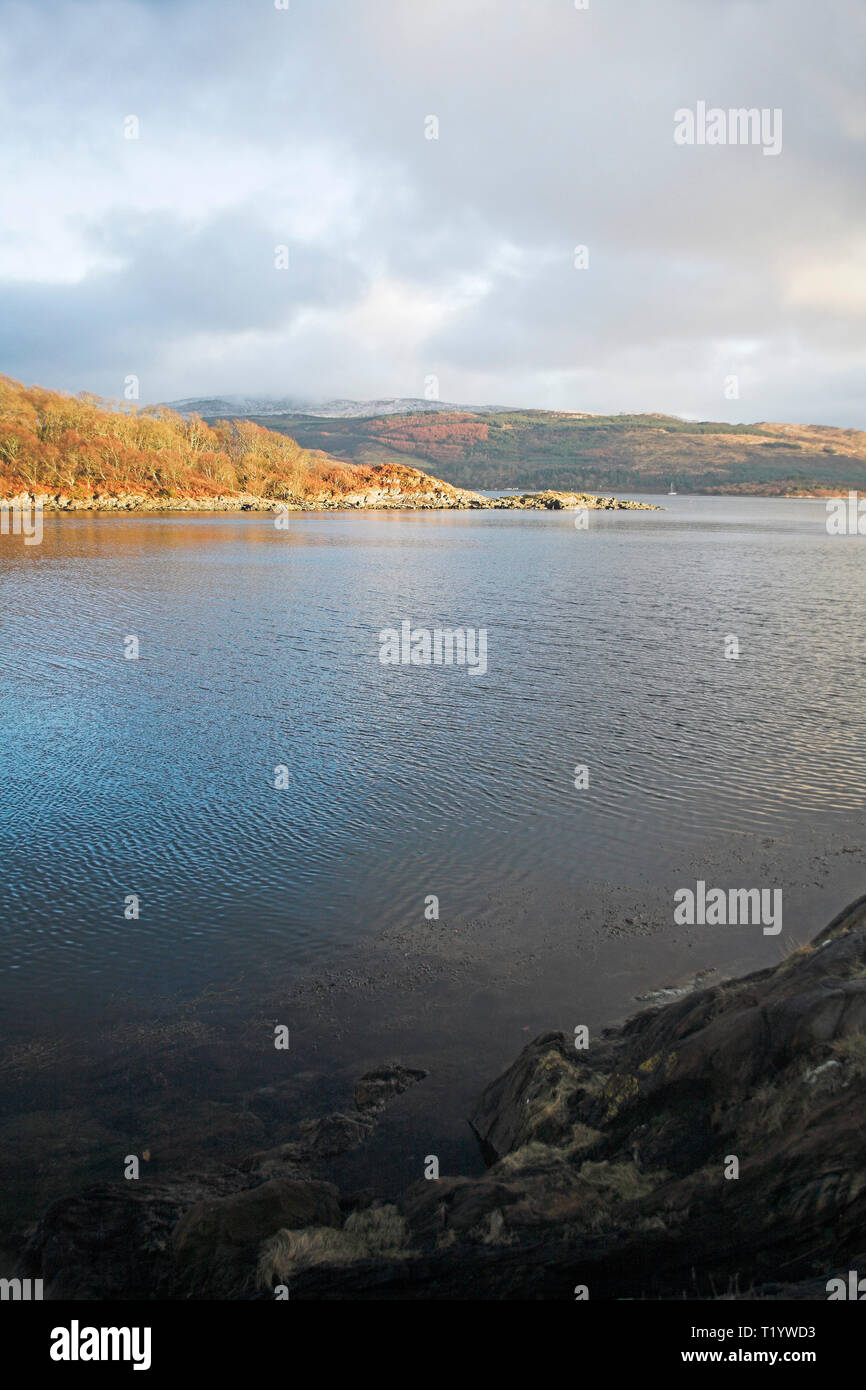 Abendlicht auf Loch Sween, Westküste von Schottland Stockfoto