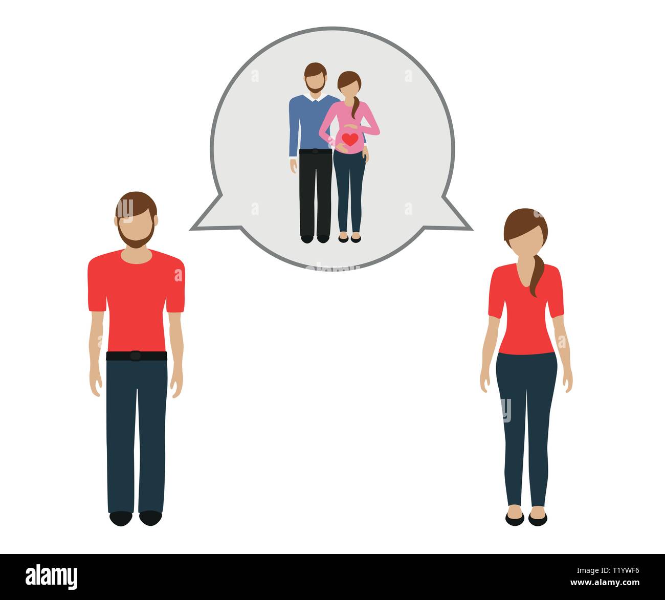 Mann und Frau sprechen über Schwangerschaft Vektor-illustration EPS 10. Stock Vektor