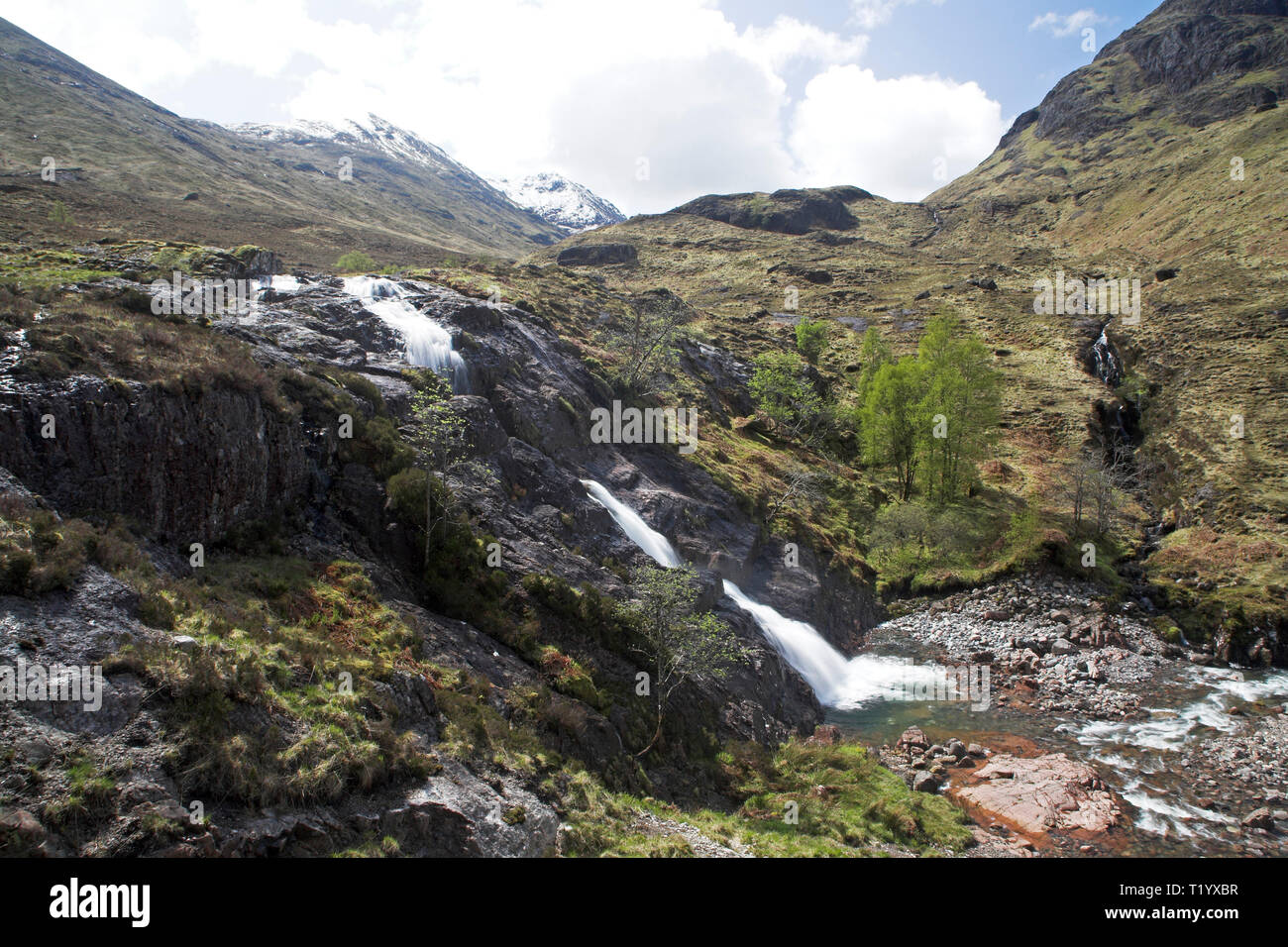 Wasserfall in den Pass von Glen Coe Glen Coe Highland Region Schottland Stockfoto